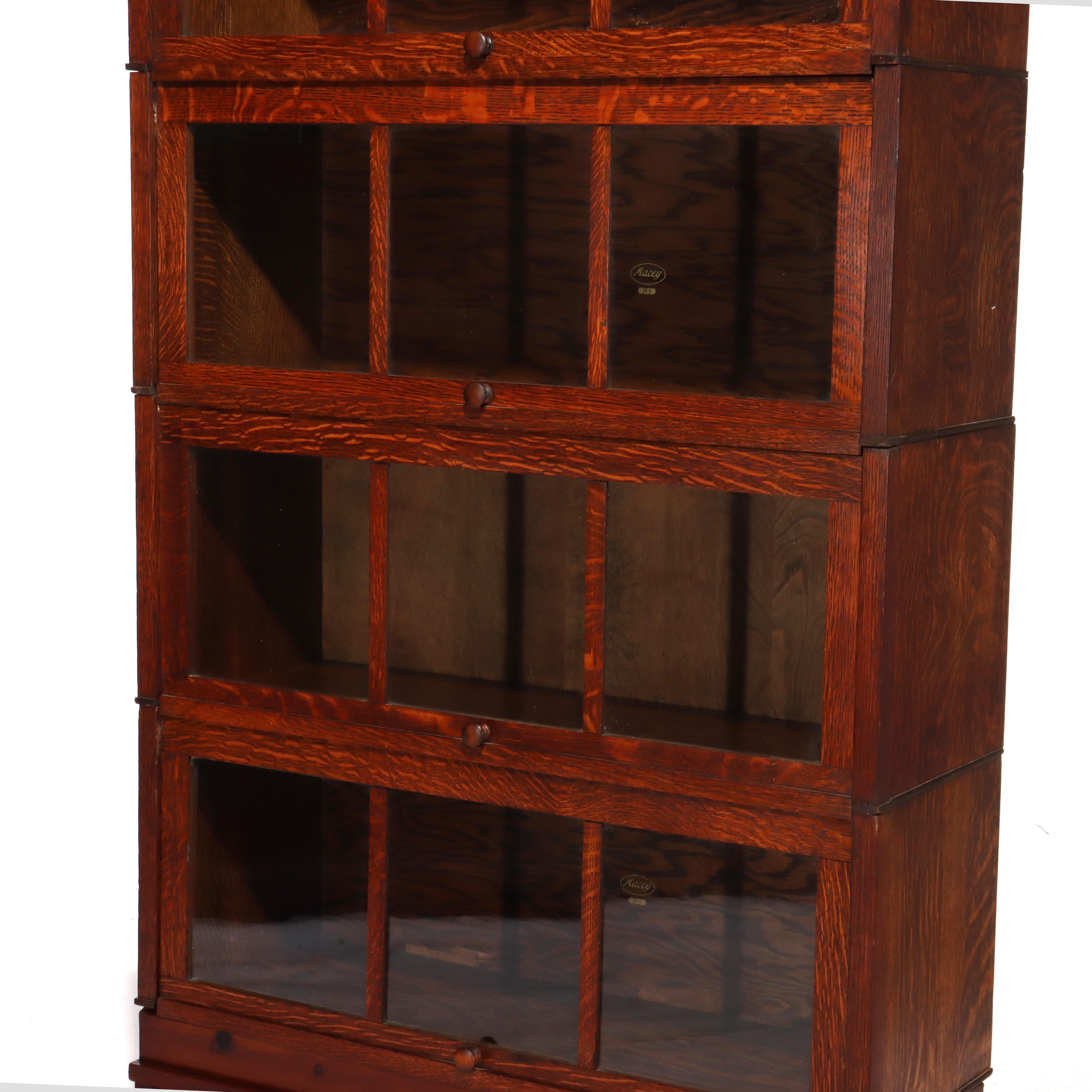 Arts & Crafts Mission Macey Oak Oak Barrister Four Stackter Bookcase C1910 Bon état - En vente à Big Flats, NY