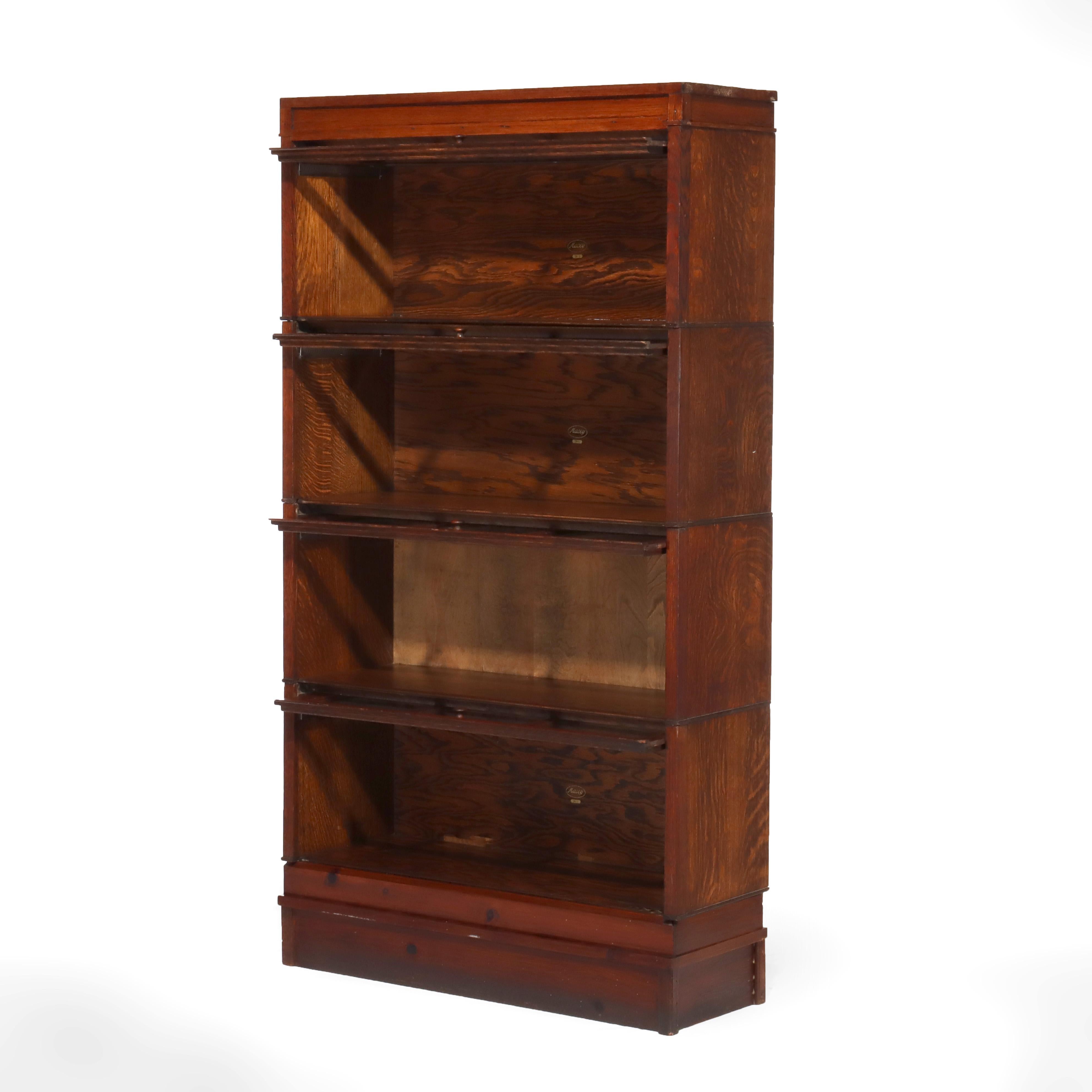 Chêne Arts & Crafts Mission Macey Oak Oak Barrister Four Stackter Bookcase C1910 en vente