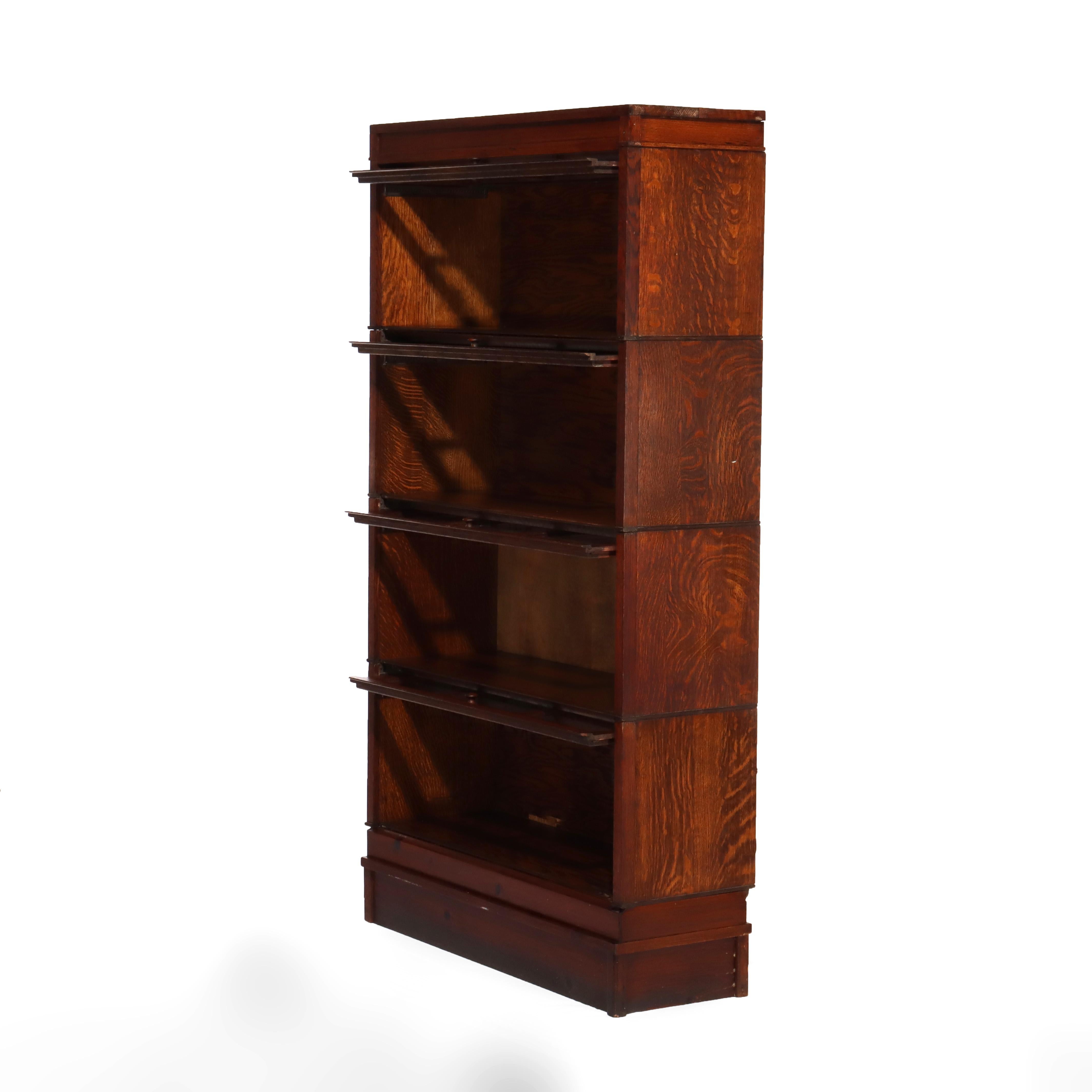 Arts & Crafts Mission Macey Oak Oak Barrister Four Stackter Bookcase C1910 en vente 3