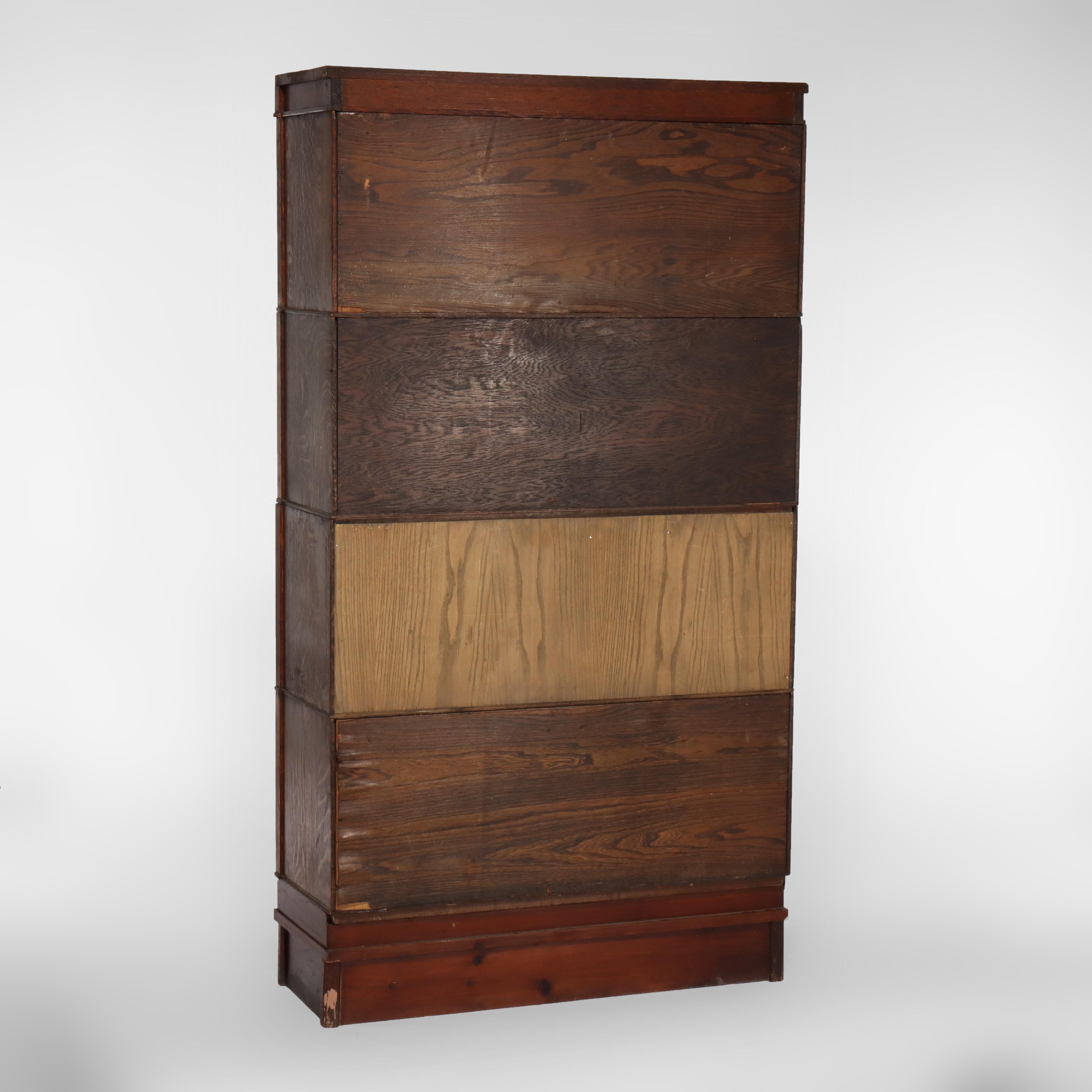 Arts & Crafts Mission Macey Oak Oak Barrister Four Stackter Bookcase C1910 en vente 4