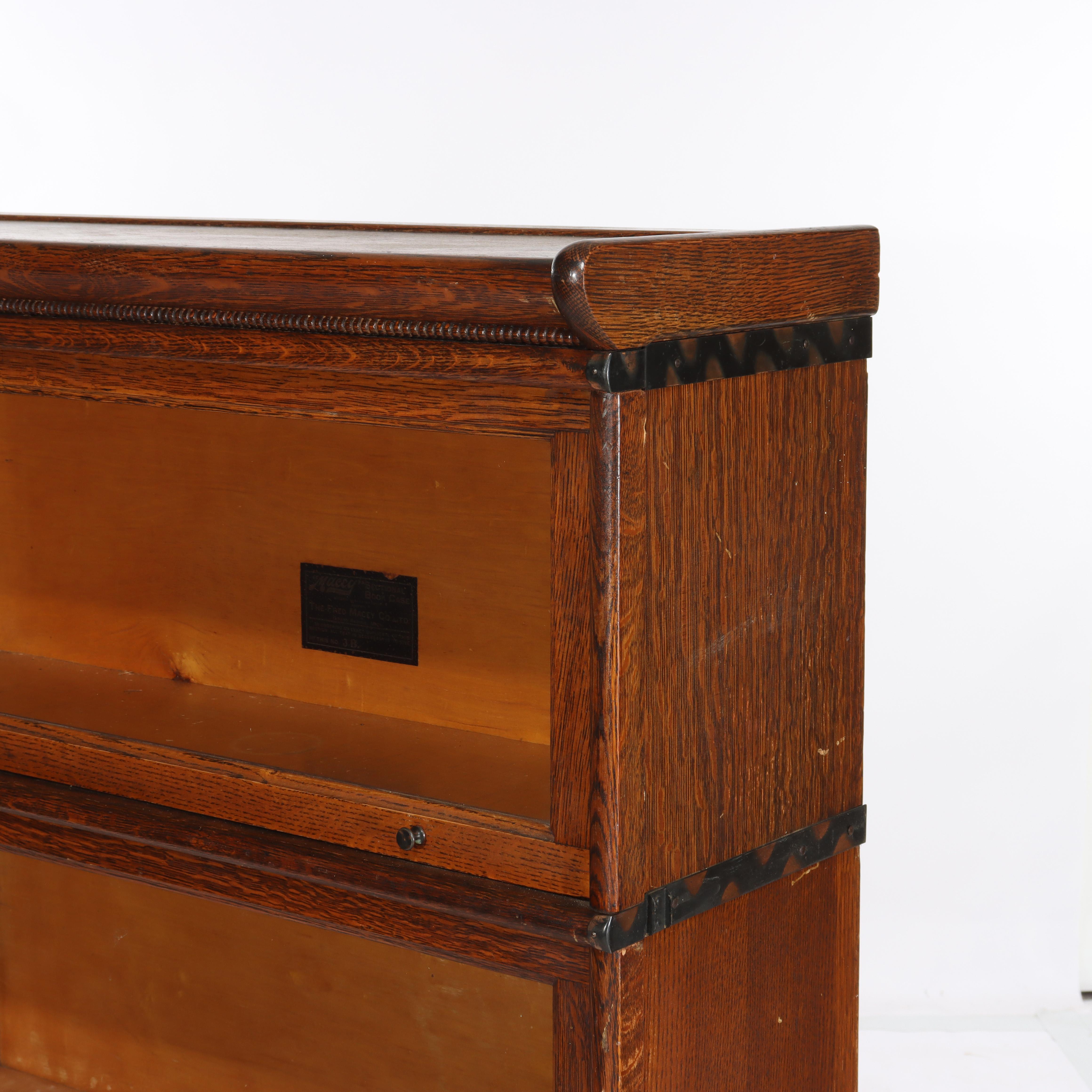 20th Century Arts & Crafts Macey Oak Barrister Bookcase C1920 For Sale