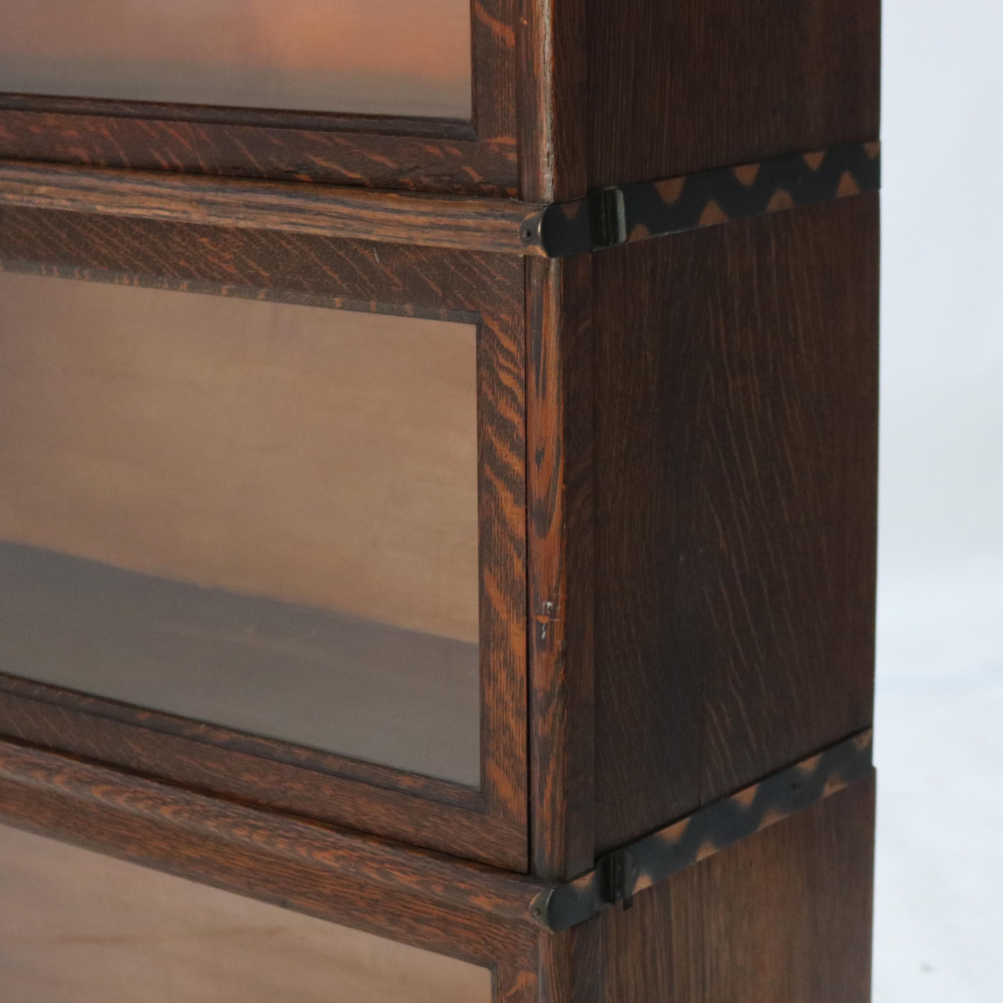 Arts and Crafts Arts & Crafts Macey Three-Stack Oak Barrister Bookcase C1920