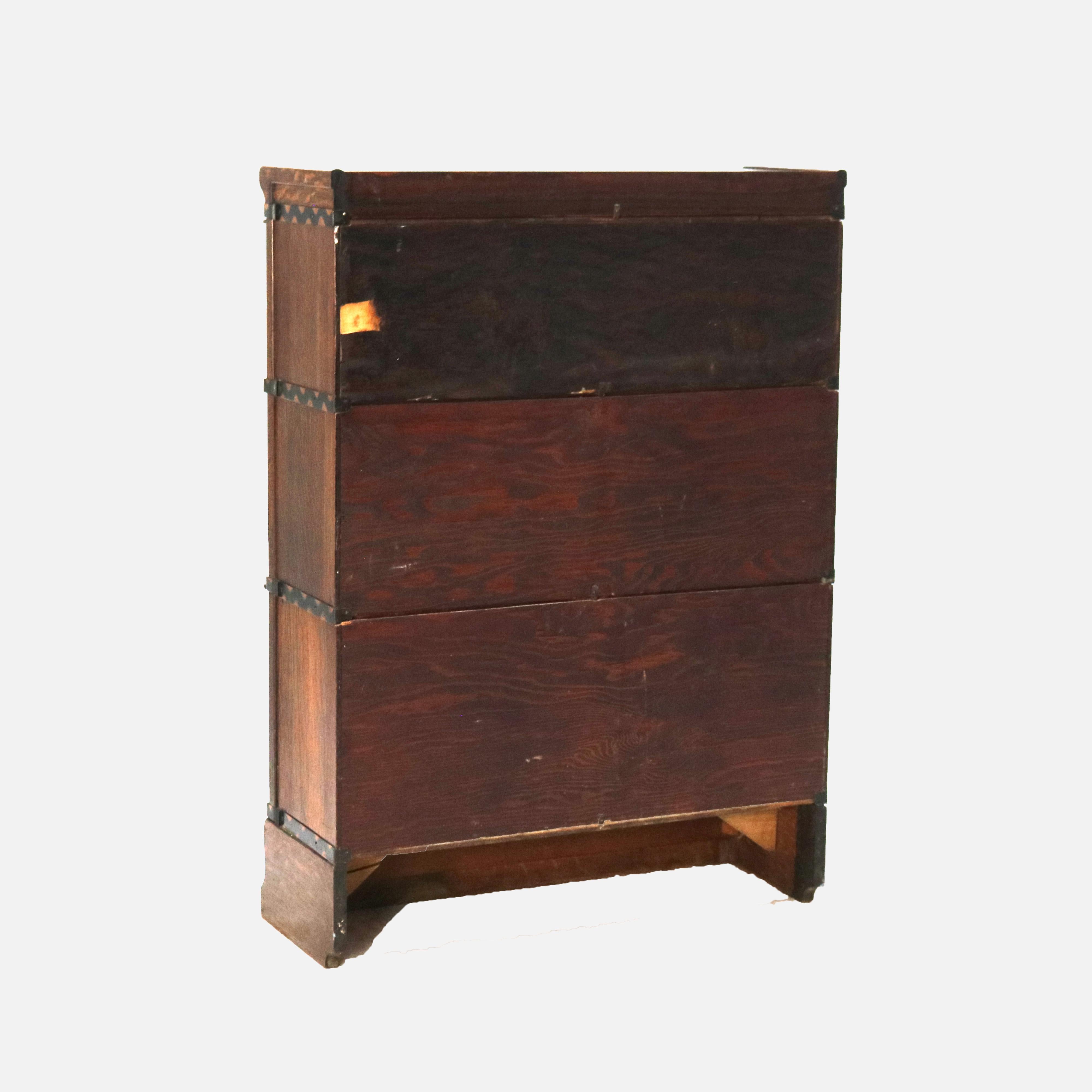 Arts & Crafts Macey Three-Stack Oak Barrister Bookcase C1920 1
