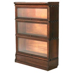 Antique Arts & Crafts Macey Three-Stack Oak Barrister Bookcase C1920