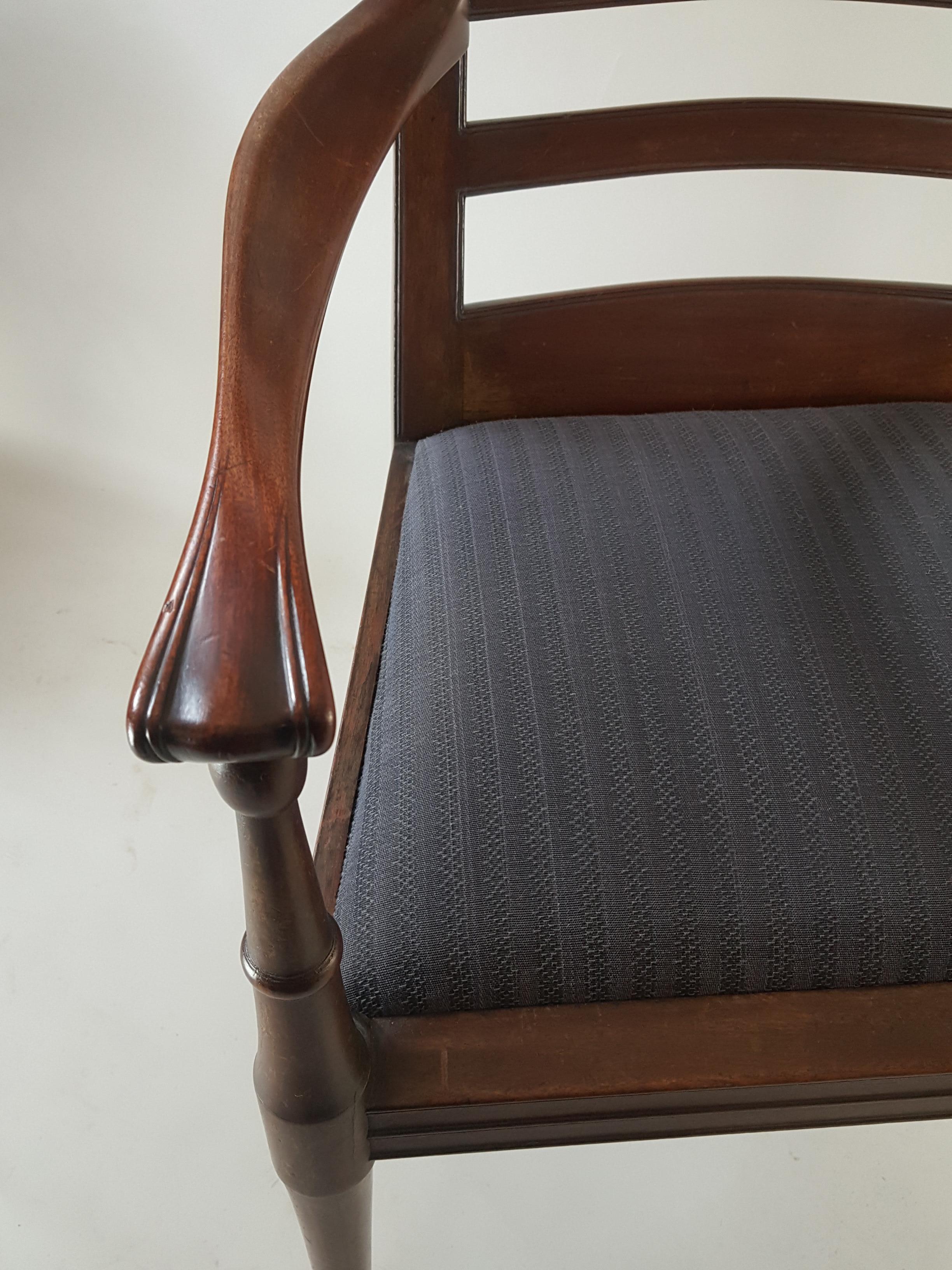 British Arts & Crafts mahogany armchair or desk chair by Percy Wells For Sale