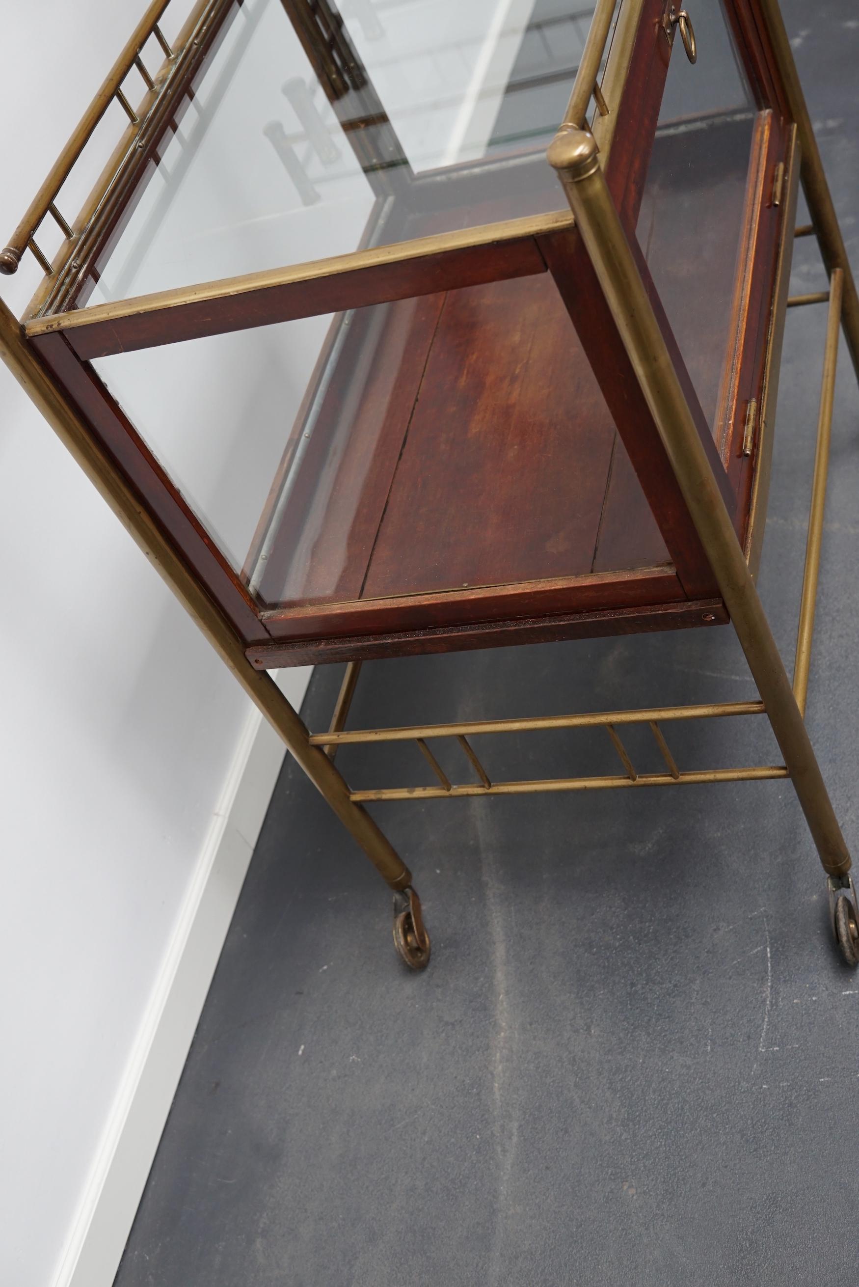 Arts & Crafts Mahogany, Brass and Glass Drinks Trolley / Cart Early 20th Century 1