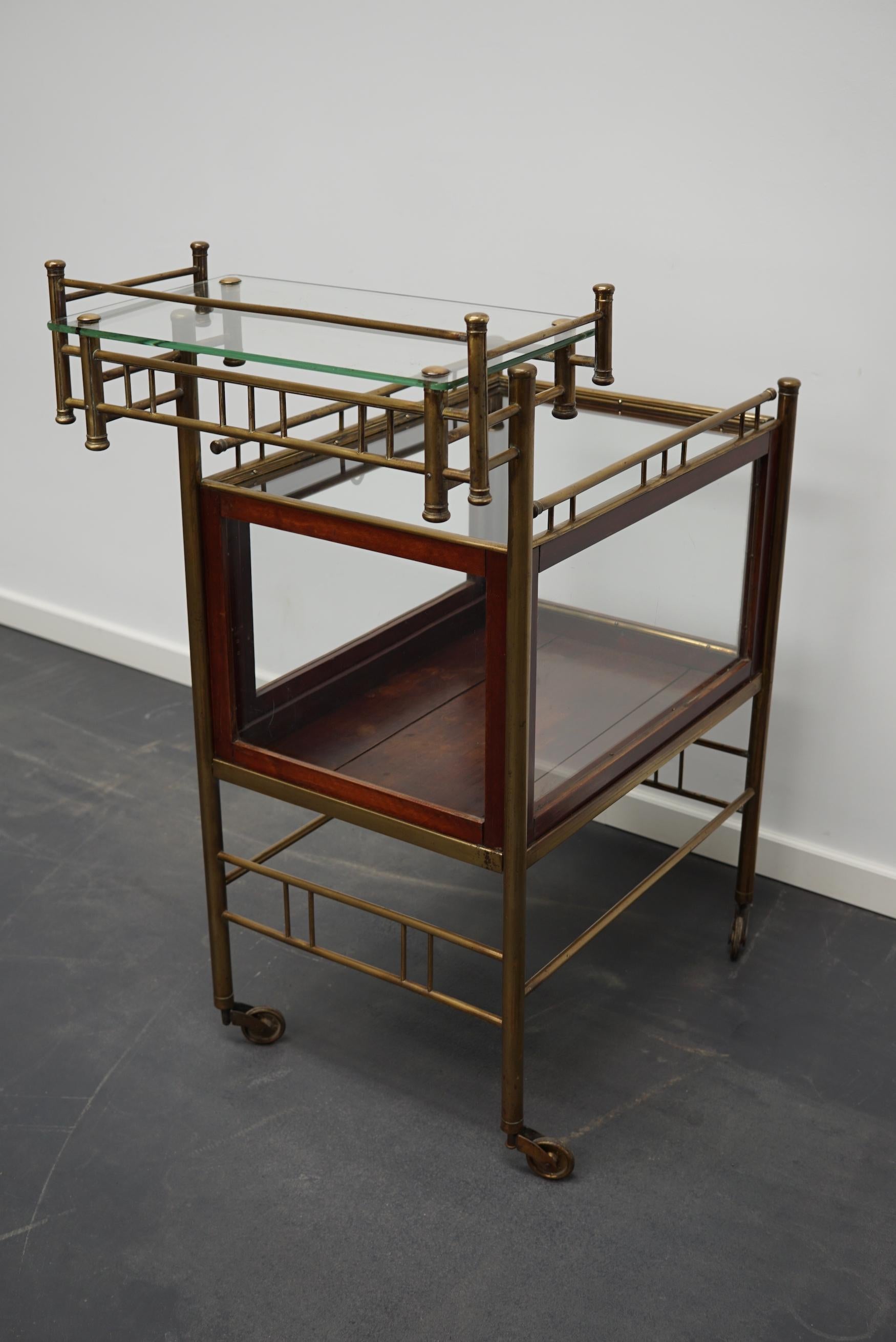 Arts & Crafts Mahogany, Brass and Glass Drinks Trolley / Cart Early 20th Century 2