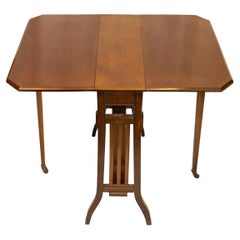 Antique Arts & Crafts Mahogany Drop-Leaf Sutherland Table, Labeled, British, ca. 1900