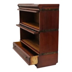Arts & Crafts Mahagoni & Bleiglas Barrister Bücherregal mit Schublade um 1910