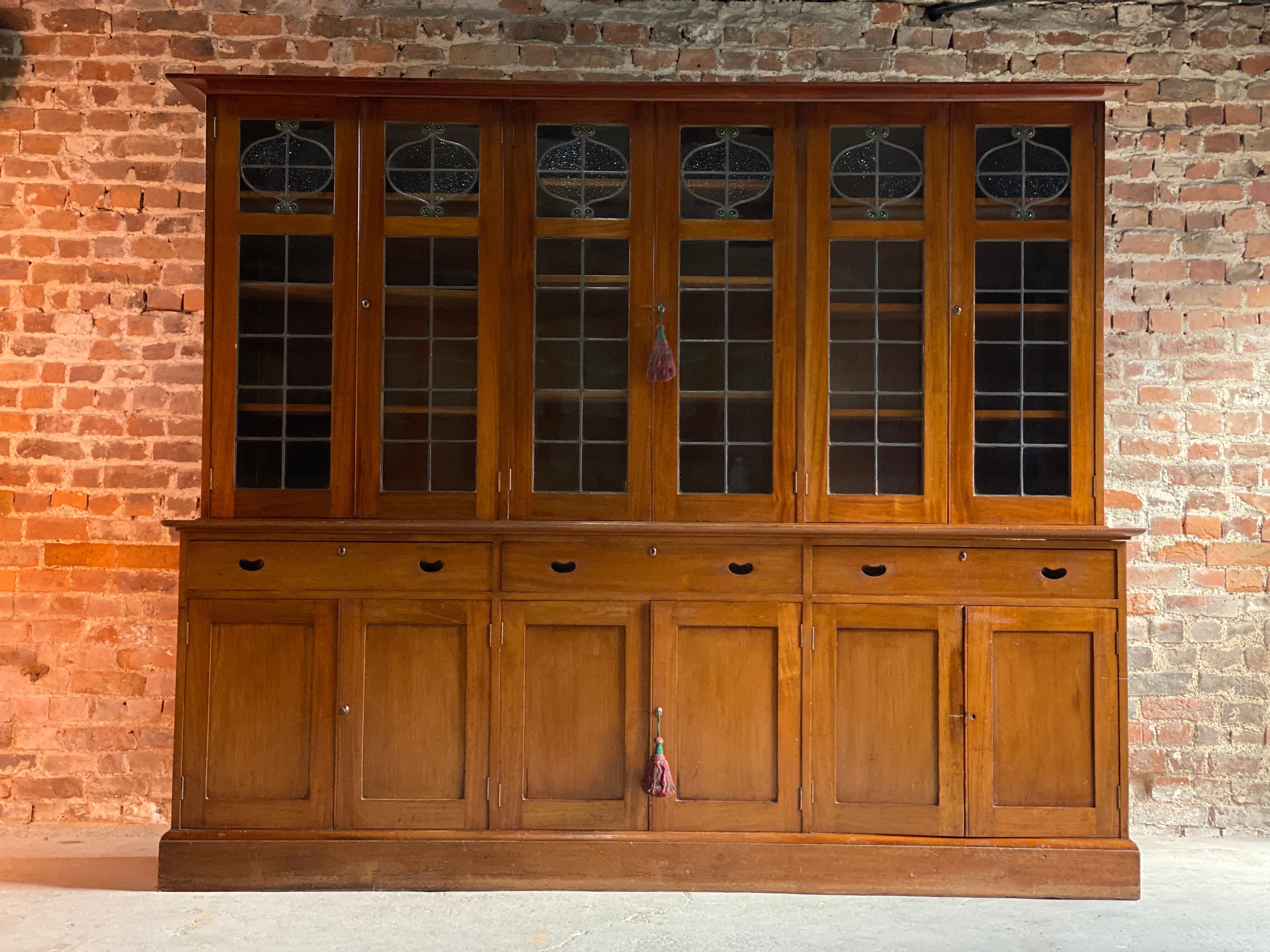 British Arts & Crafts Mahogany Library Bookcase Extremely Large, circa 1920