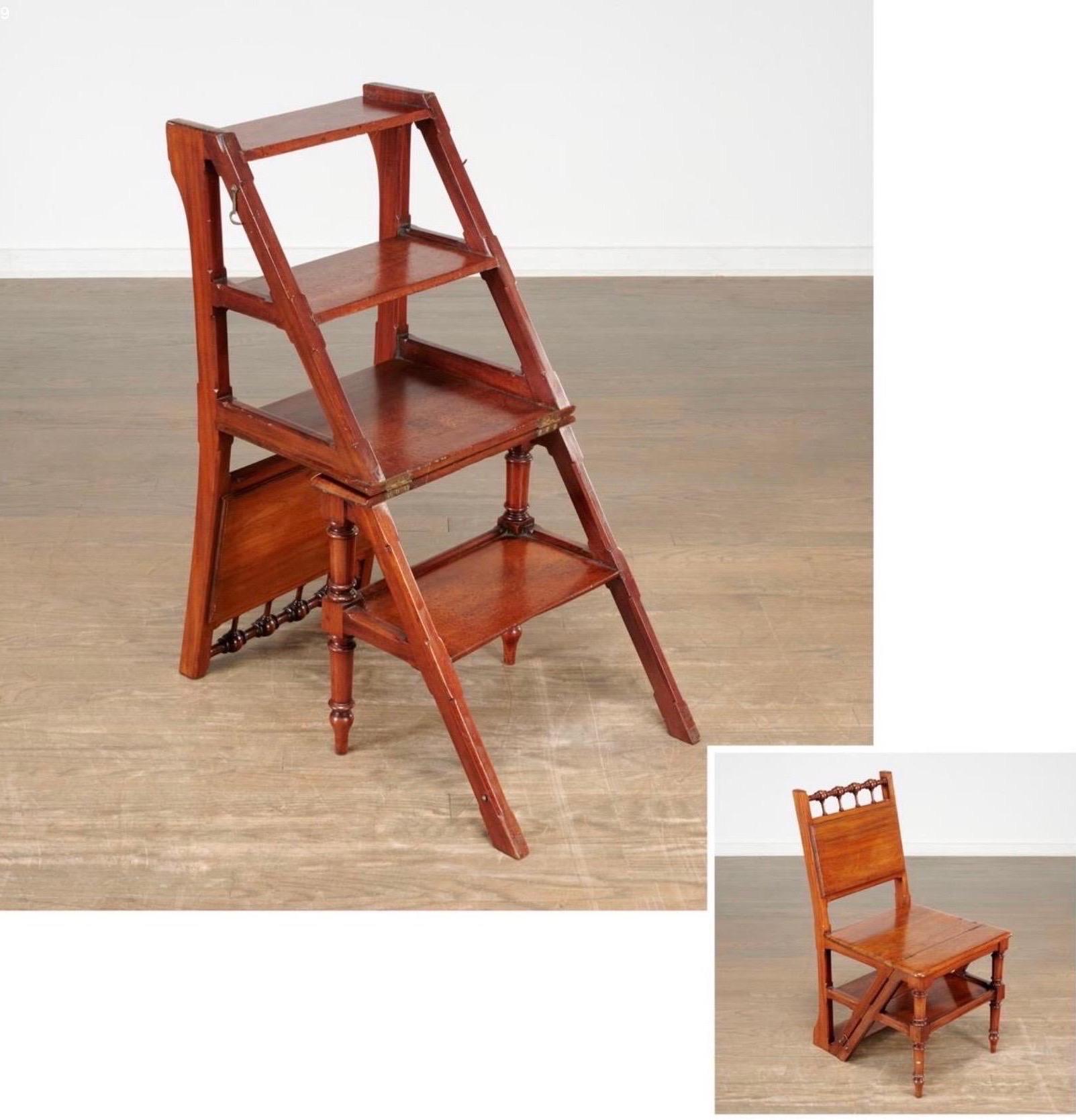 Arts and Crafts Arts & Crafts Mahogany Metamorphic Library Chair, English, Late 19th Century  For Sale