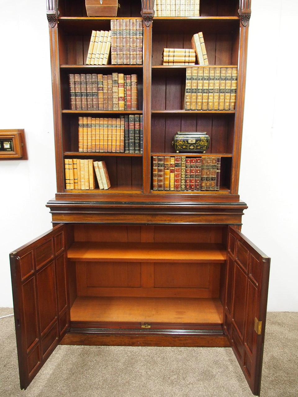 Arts & Crafts Mahogany Open Bookcase by W. Walker and Sons For Sale 9