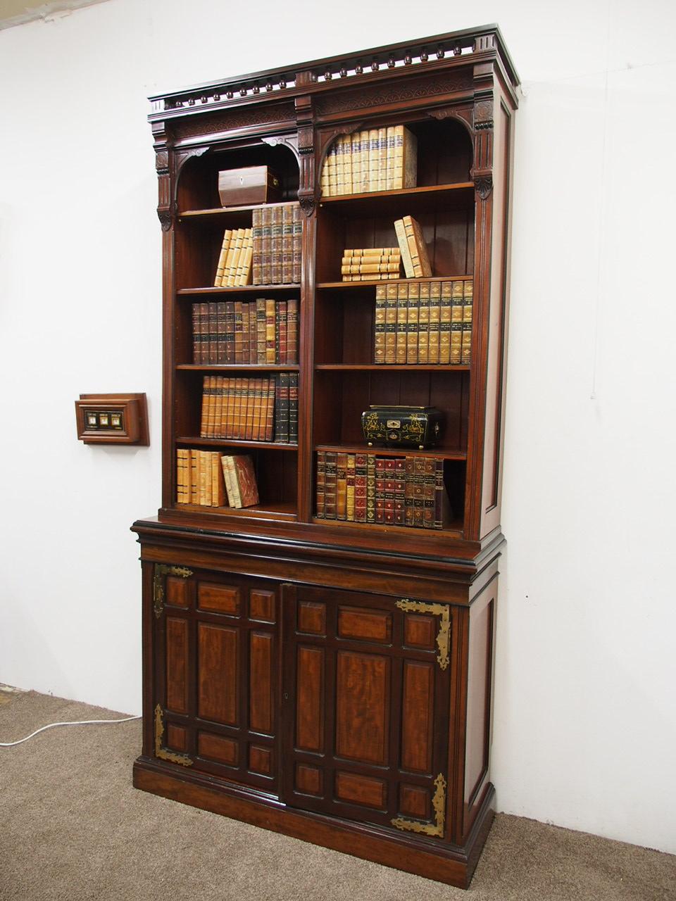 Arts & Crafts Mahogany Open Bookcase by W. Walker and Sons In Good Condition For Sale In Edinburgh, GB