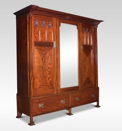 Arts & Crafts Mahogany Three-Door Wardrobe