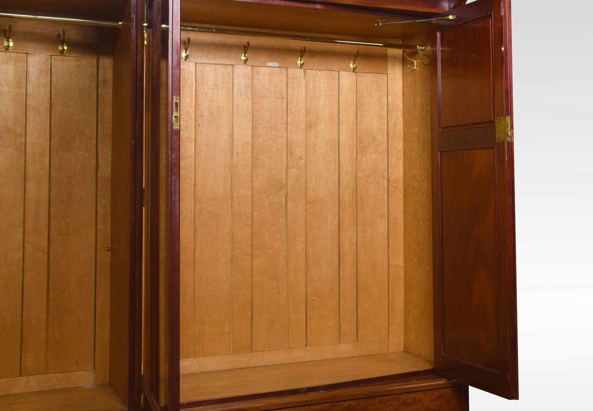 Arts & Crafts Mahogany Three-Door Wardrobe In Good Condition In Cheshire, GB