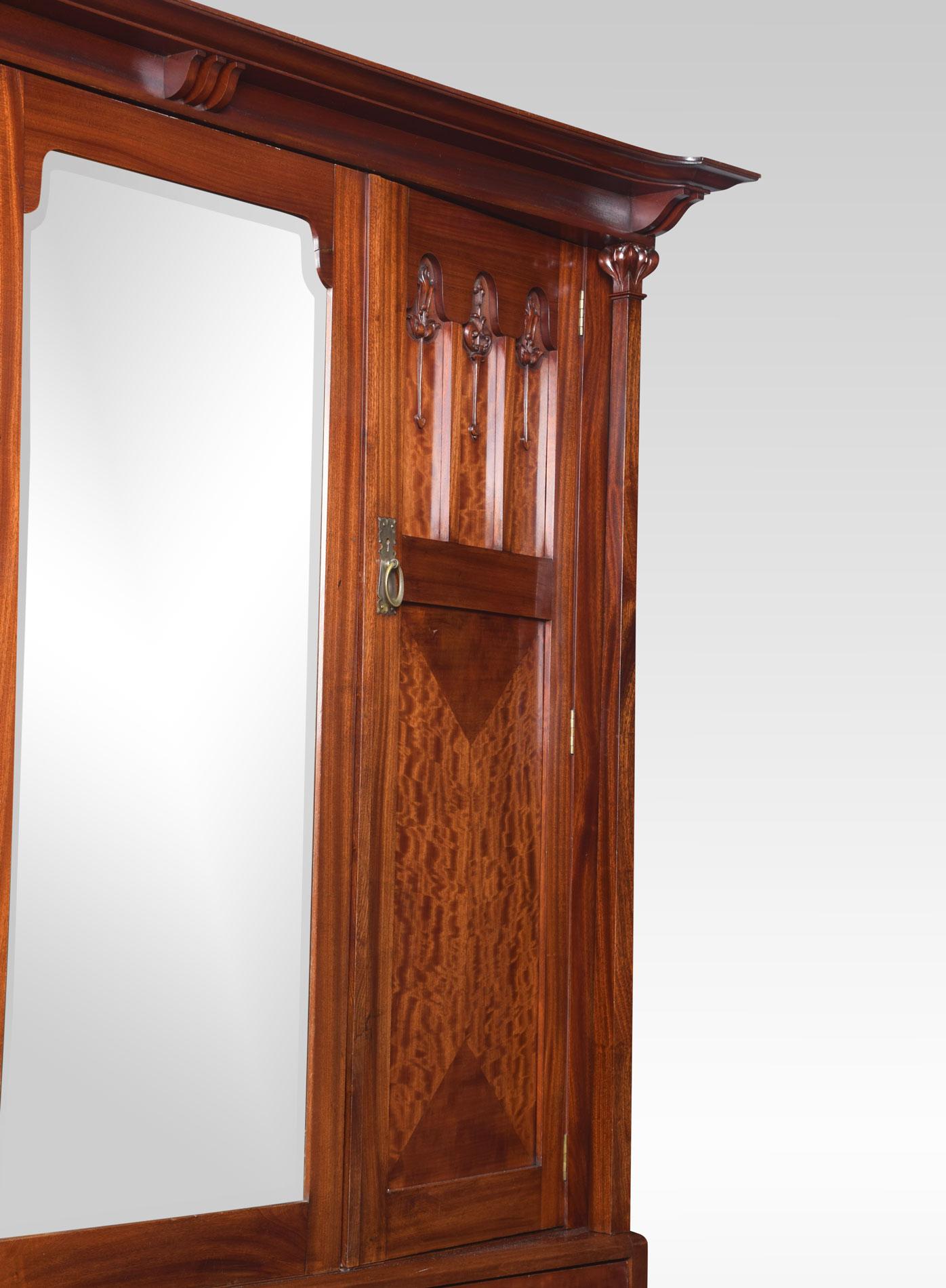 Arts & Crafts Mahogany Three-Door Wardrobe 1