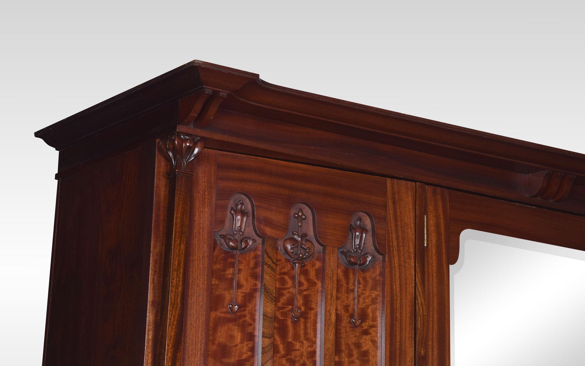 Arts & Crafts Mahogany Three-Door Wardrobe 4