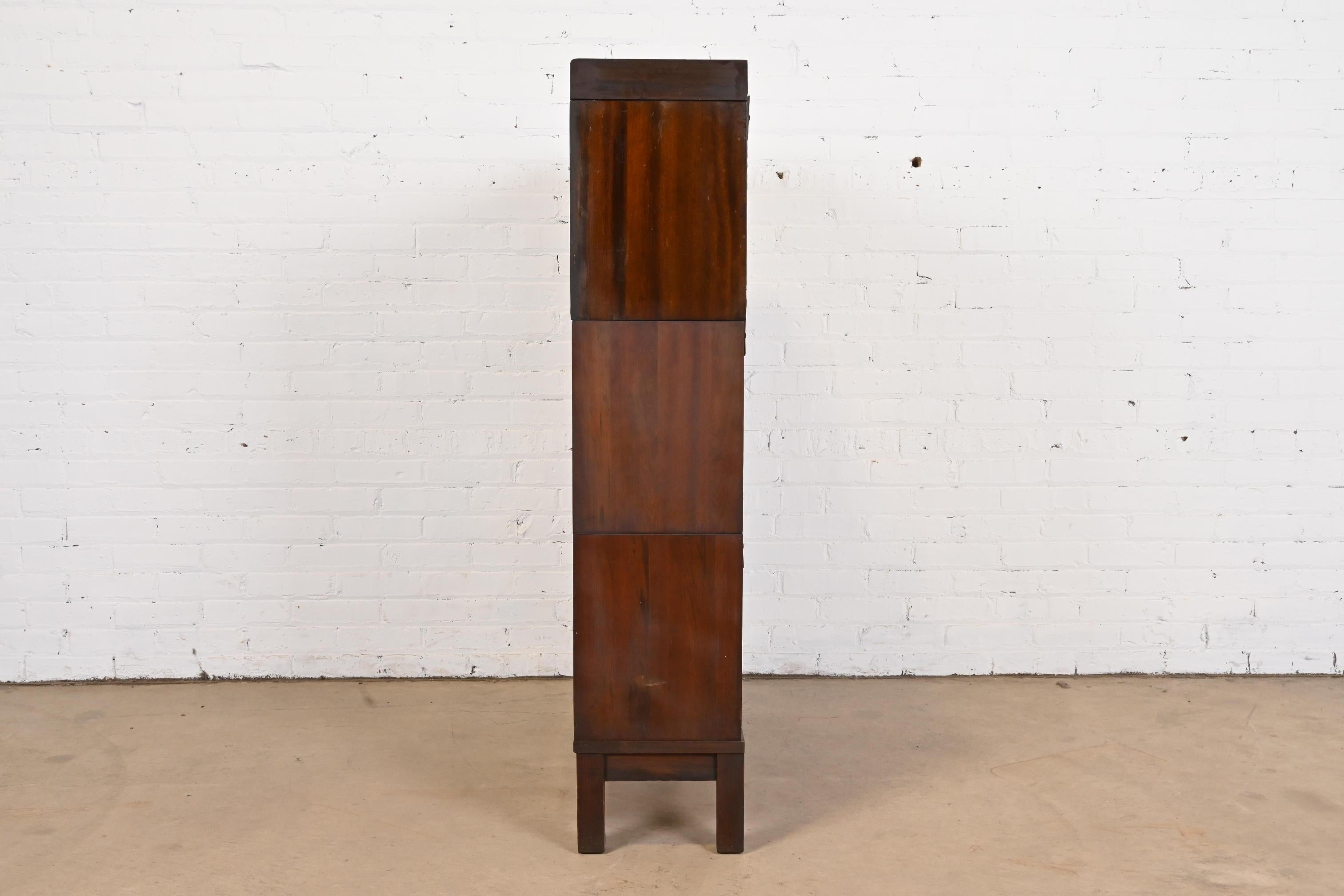Arts & Crafts Mahogany Three-Stack Barrister Bookcase by Lundstrom, Circa 1920s 4