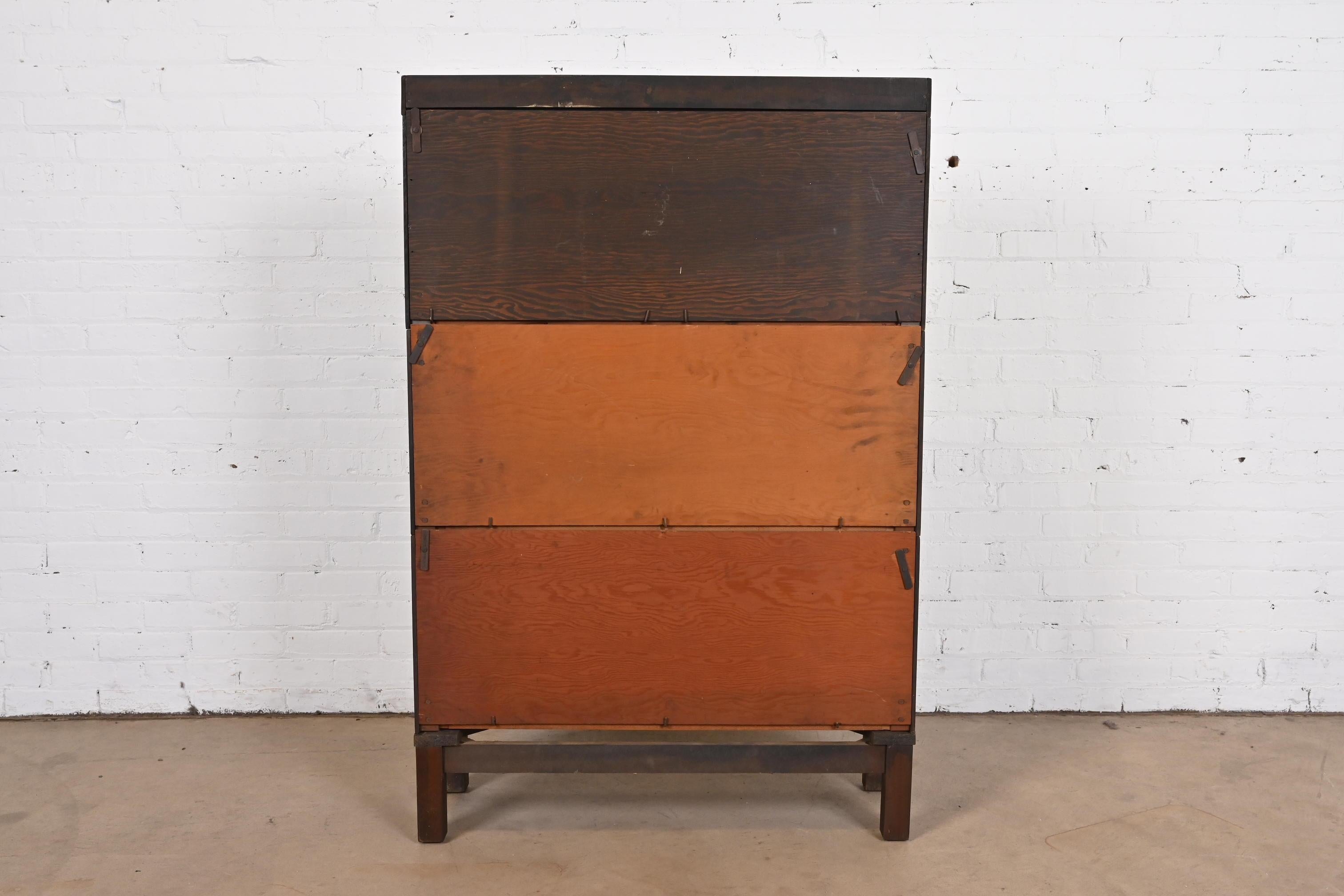 Arts & Crafts Mahogany Three-Stack Barrister Bookcase by Lundstrom, Circa 1920s 5