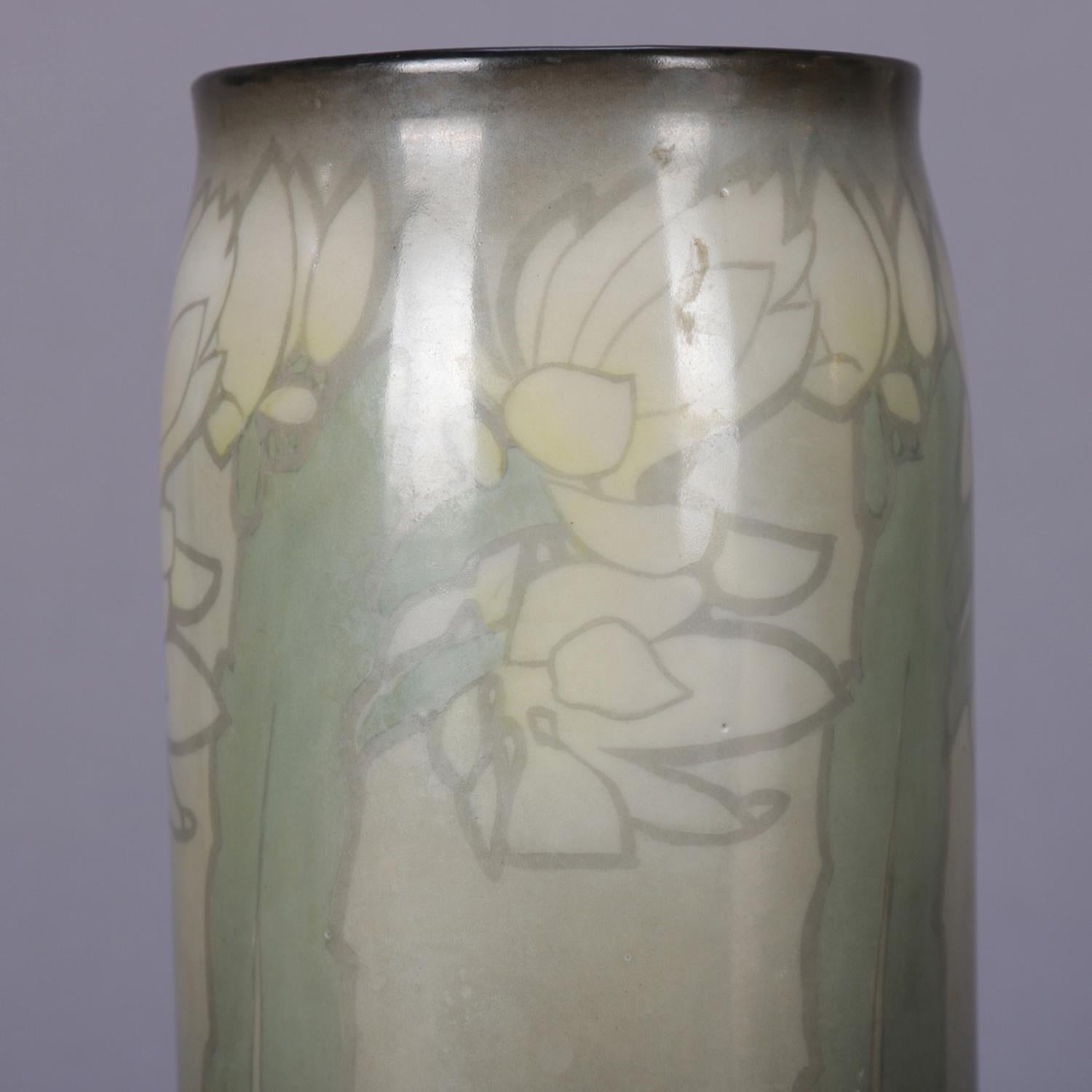 20th Century Arts & Crafts Marblehead School Hand Painted Art Pottery Vase by Belleek