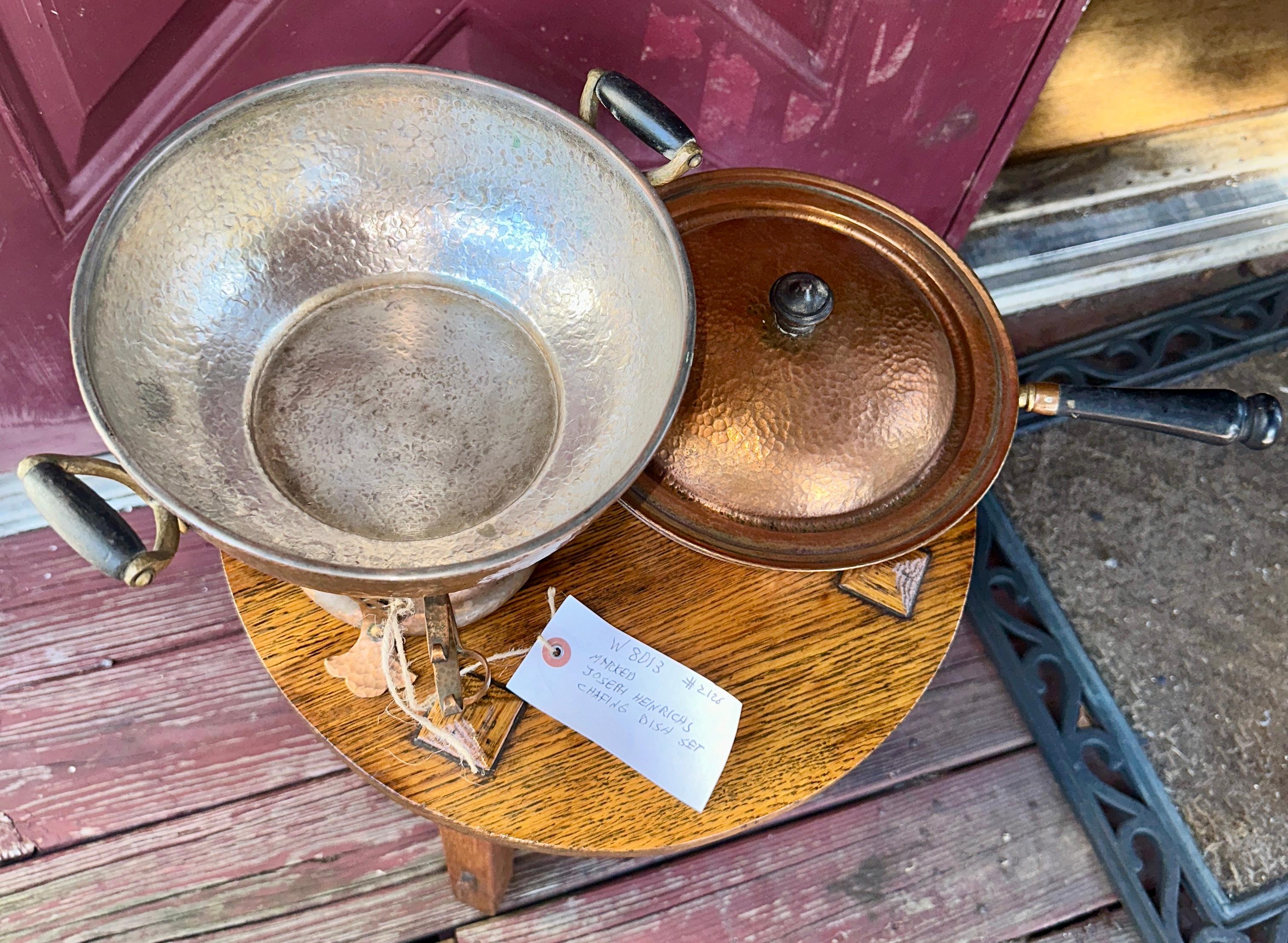Markierte Joseph Heinrichs Chafing Dish Set (komplett) Stickley Era- w8013 im Angebot 7