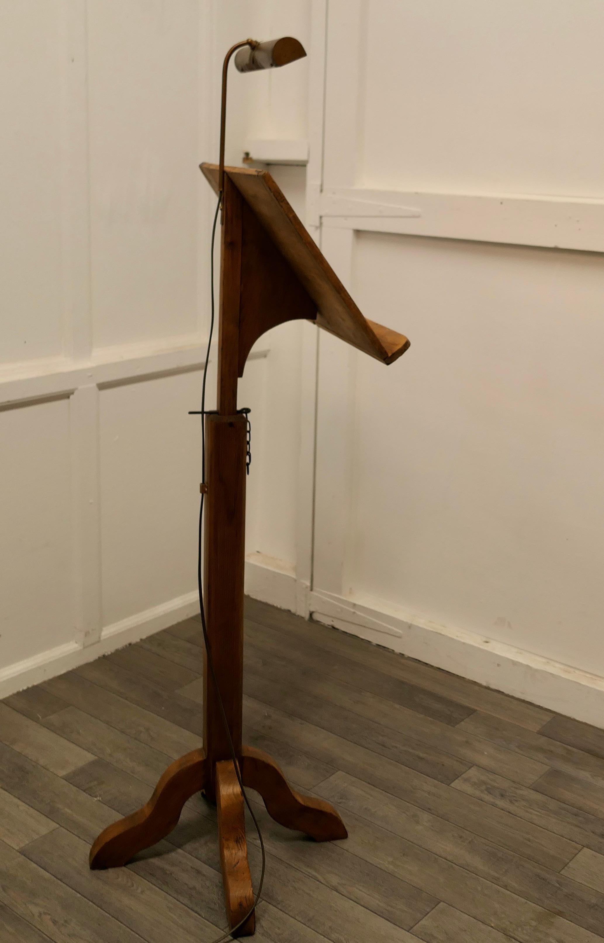 19th Century Arts & Crafts Menu Podium, Maître d' Stand with Reading Lamp