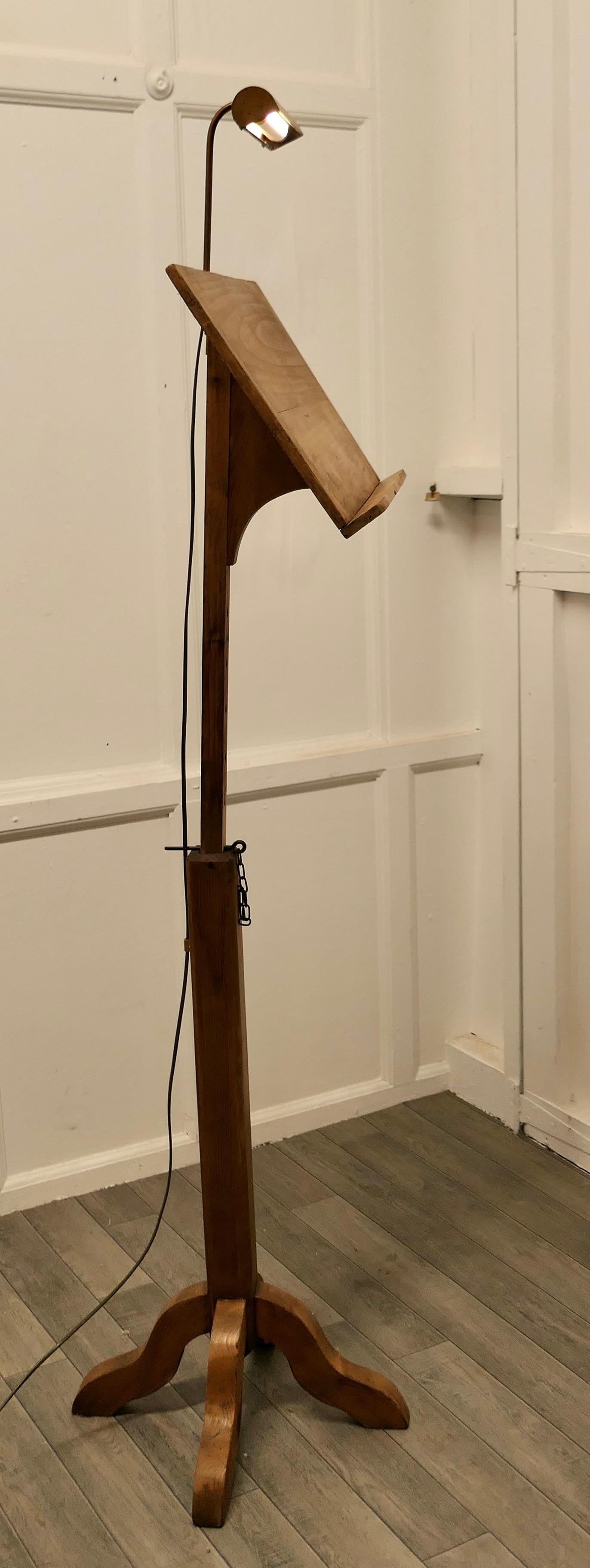 Pine Arts & Crafts Menu Podium, Maître d' Stand with Reading Lamp
