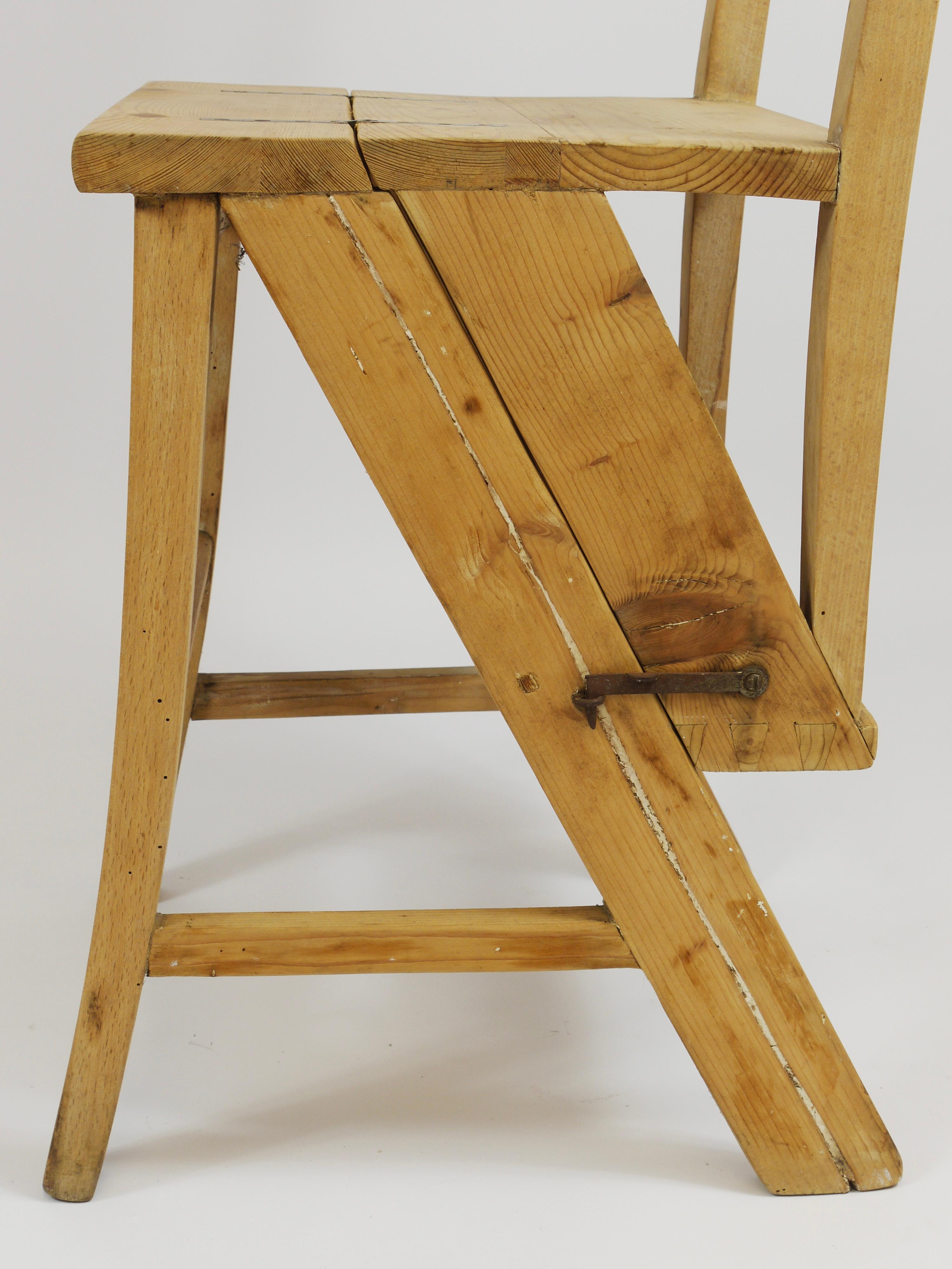 Arts & Crafts Metamorphic Library Steps Klappbarer Leiterstuhl, Wien, 1900s im Angebot 5