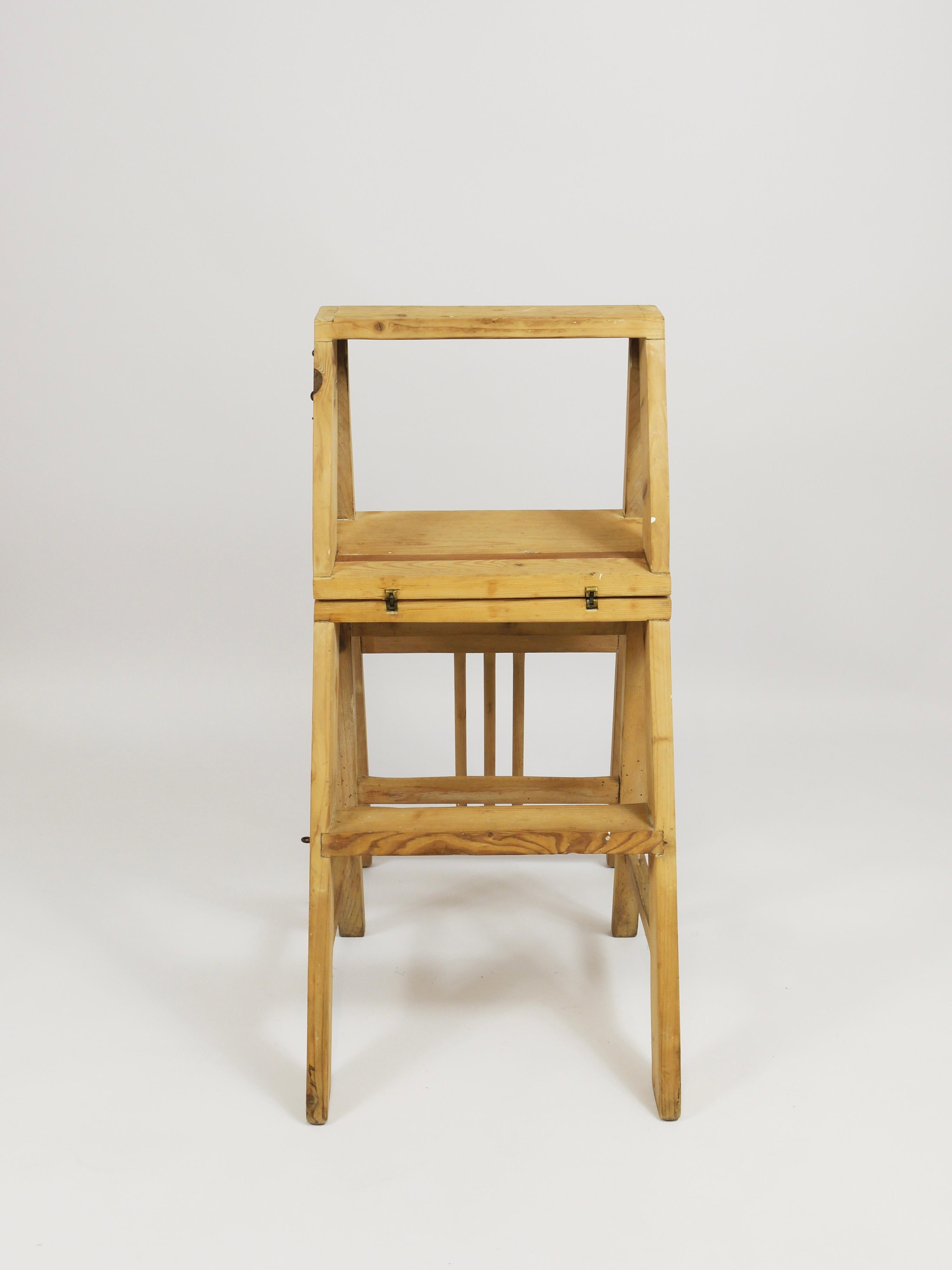 Arts & Crafts Metamorphic Library Steps Klappbarer Leiterstuhl, Wien, 1900s im Angebot 6