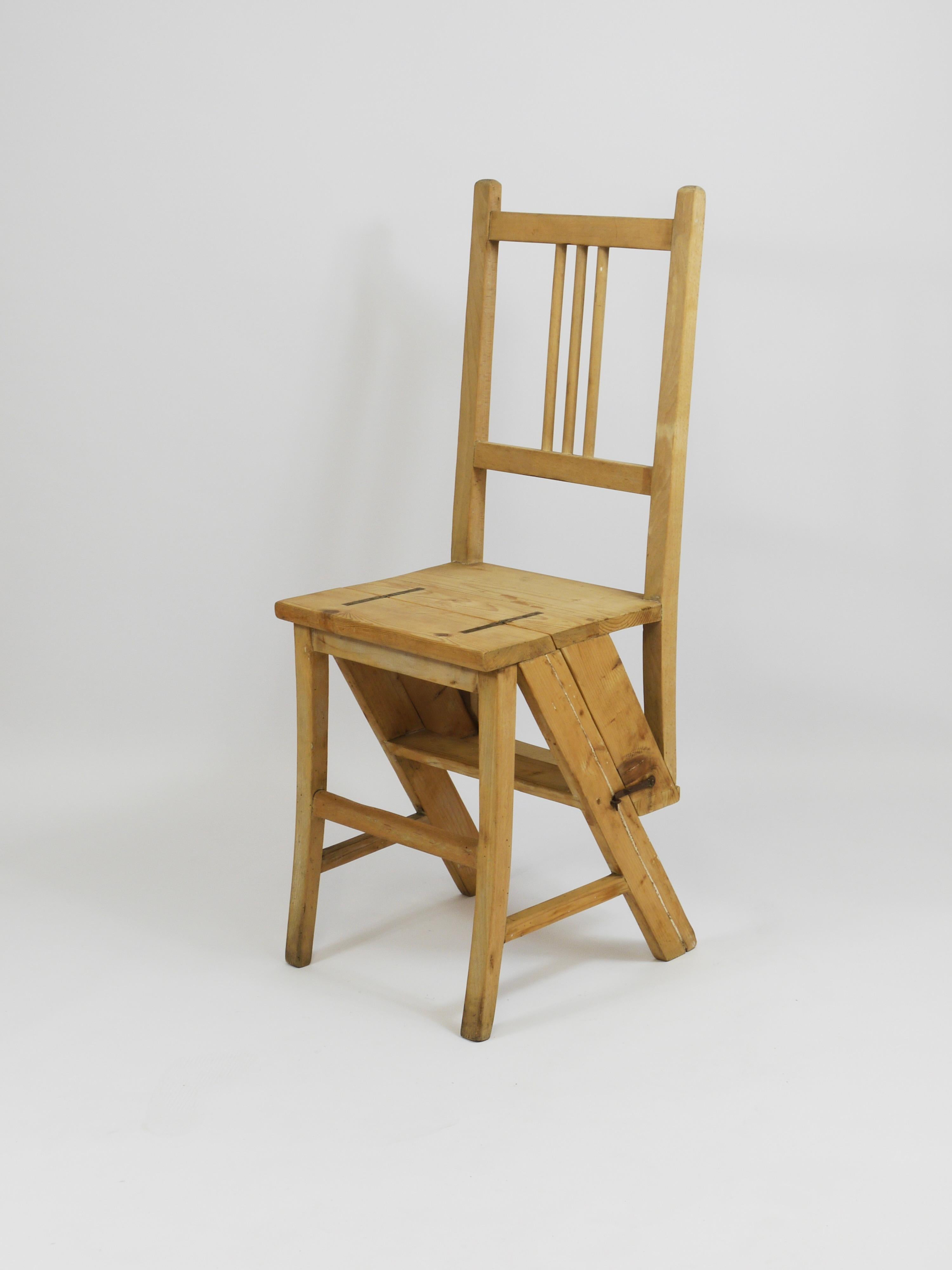 Arts & Crafts Metamorphic Library Steps Klappbarer Leiterstuhl, Wien, 1900s im Angebot 9