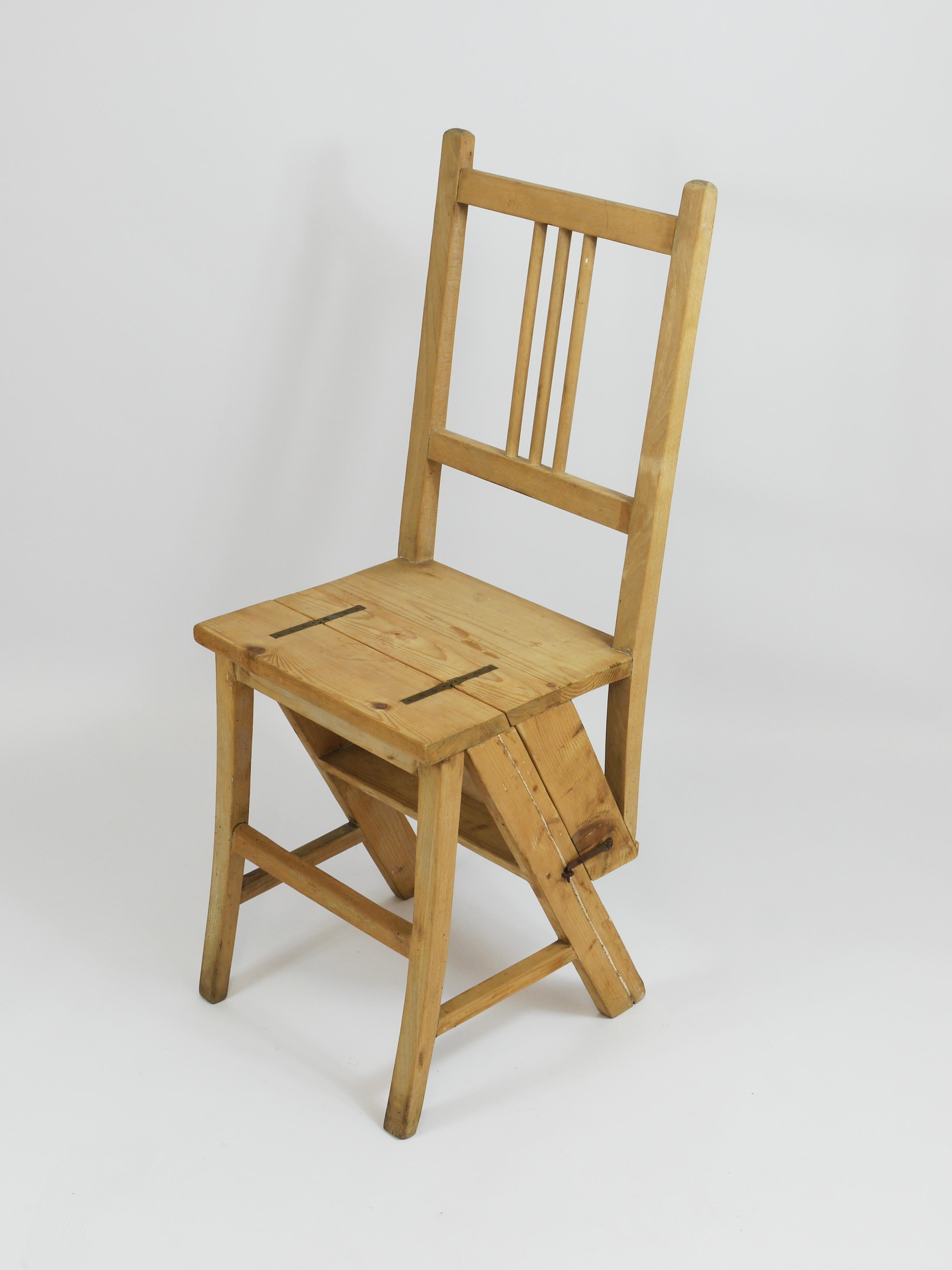 Arts & Crafts Metamorphic Library Steps Klappbarer Leiterstuhl, Wien, 1900s im Angebot 10