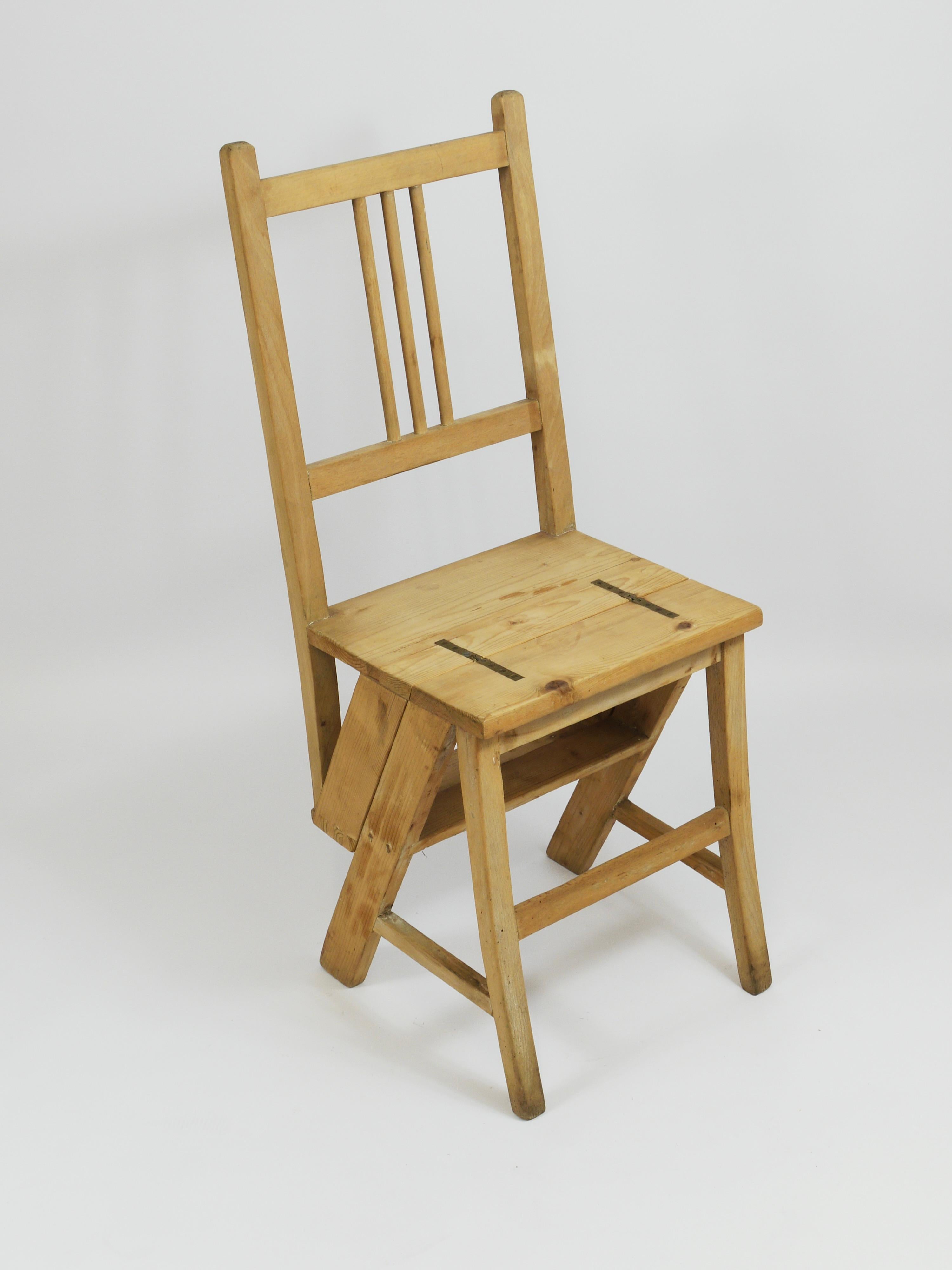 Arts & Crafts Metamorphic Library Steps Klappbarer Leiterstuhl, Wien, 1900s im Angebot 11