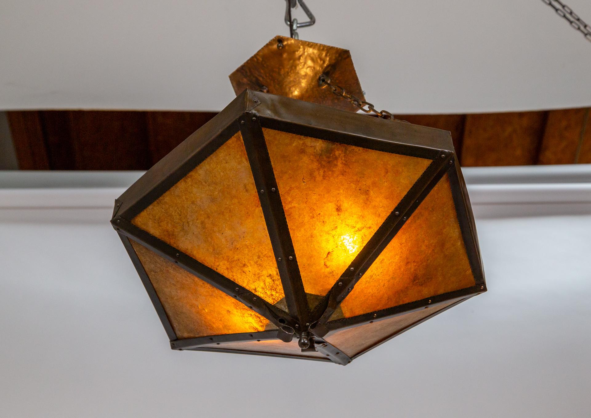 Arts and Crafts Arts & Crafts Inverted Pyramid Mica Pendant Light