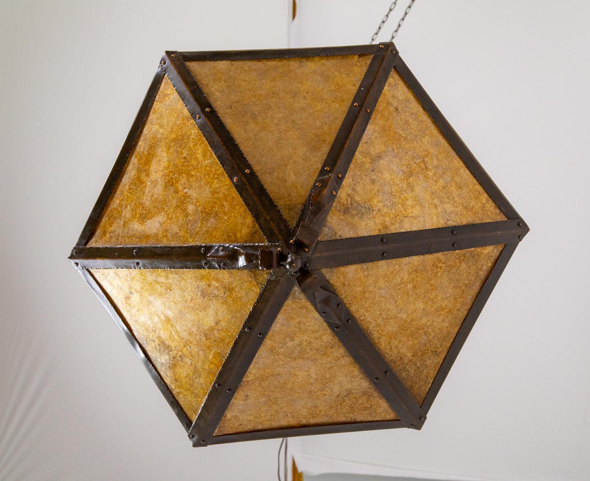 Arts & Crafts Inverted Pyramid Mica Pendant Light 7