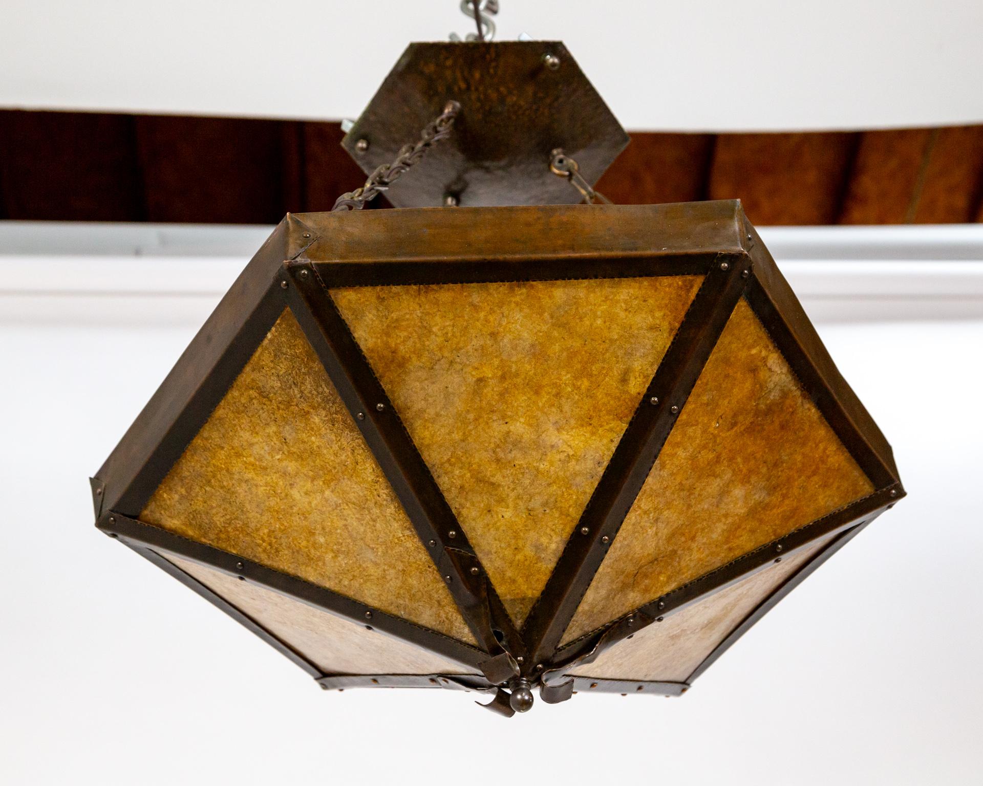 Arts & Crafts Inverted Pyramid Mica Pendant Light 4