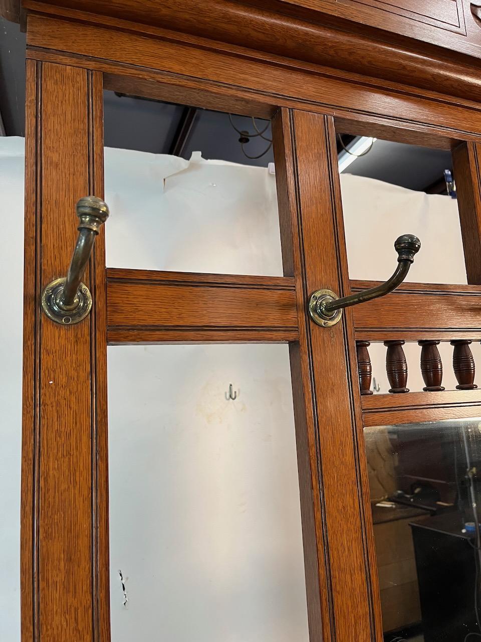 Arts & Crafts Mirrored Hall Tree For Sale 4