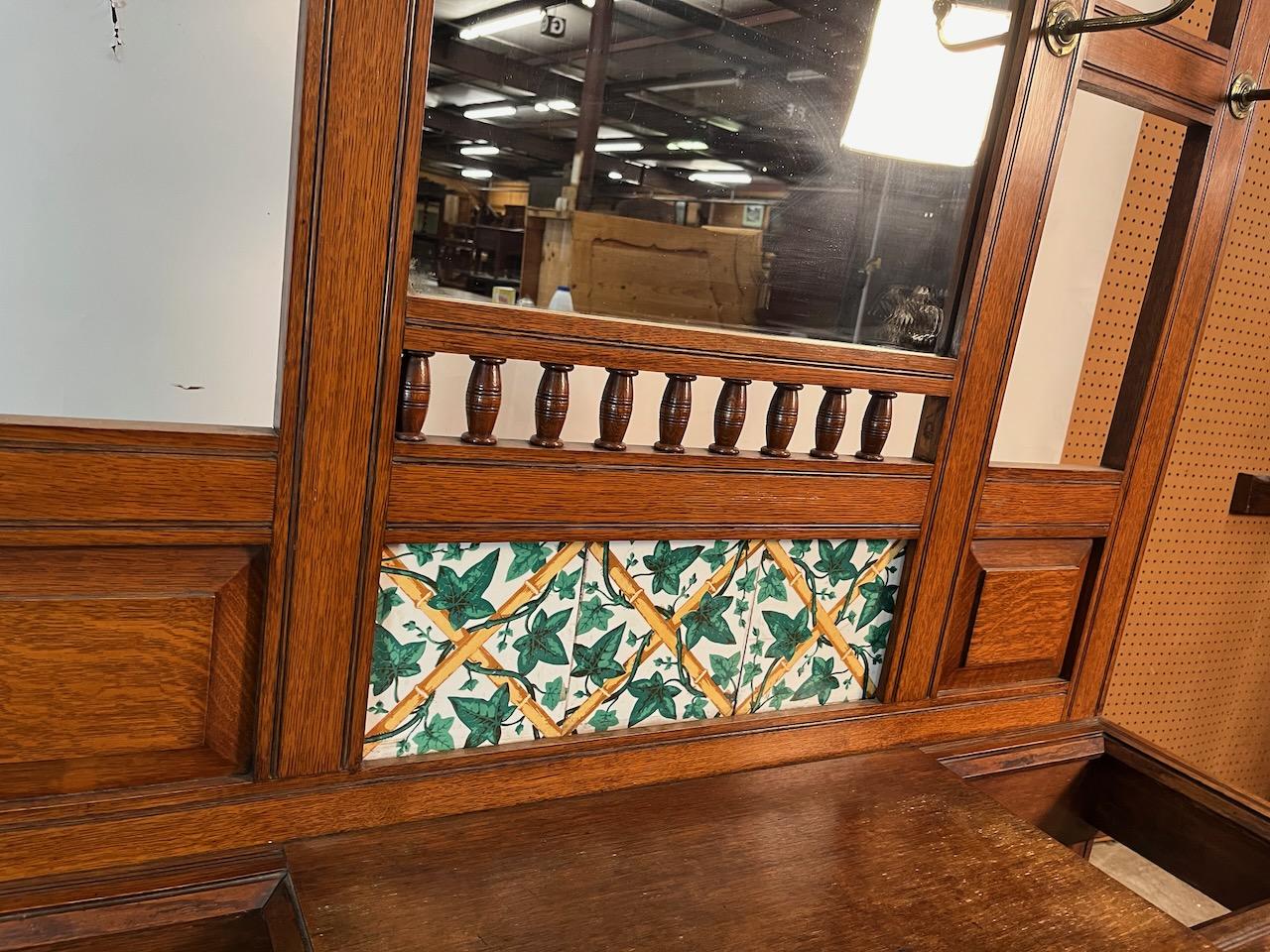 Arts & Crafts Mirrored Hall Tree For Sale 5