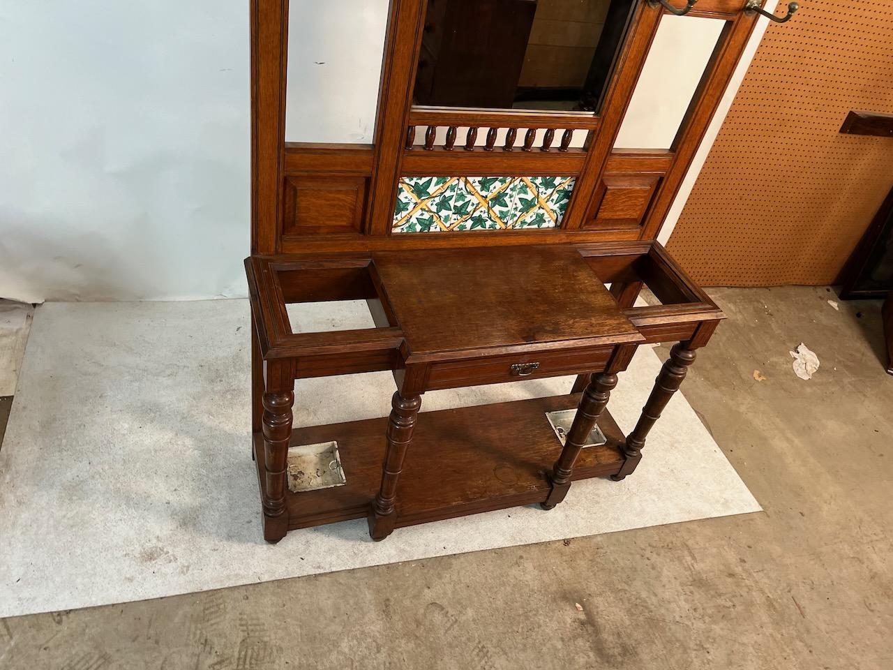 Arts & Crafts Mirrored Hall Tree For Sale 8