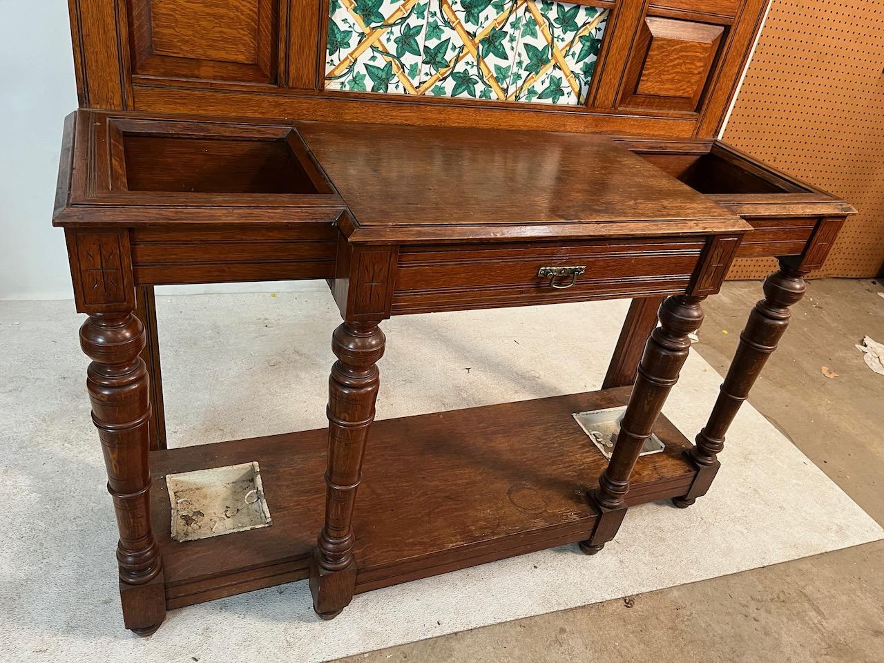 Arts and Crafts Arts & Crafts Mirrored Hall Tree For Sale