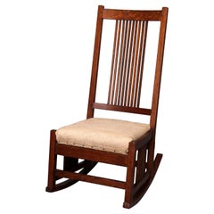 Arts & Crafts Mission Eiche Gustav Stickley Spindel Rücken Slip Sitz Rocker