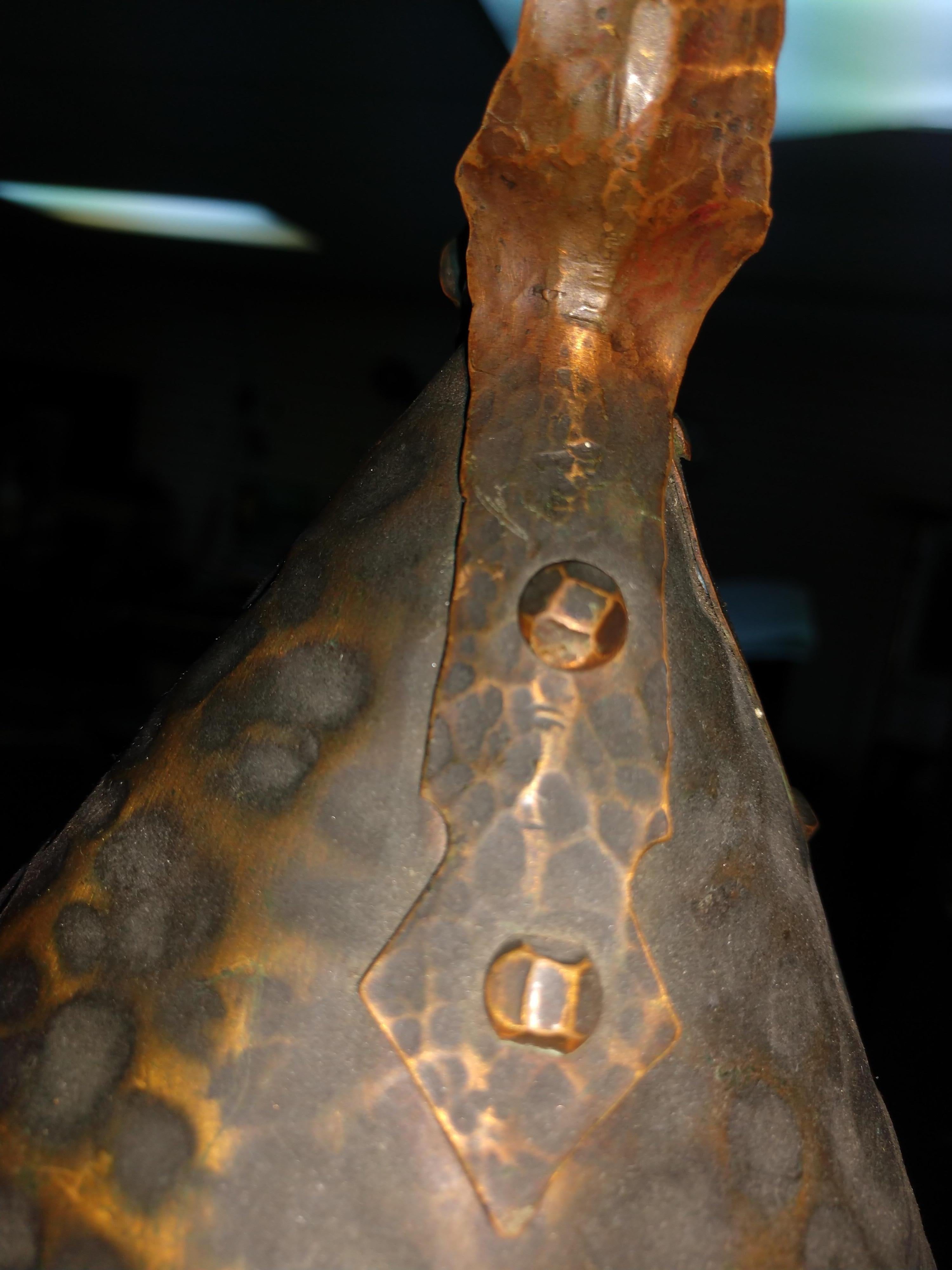 Arts & Crafts Mission Hand Hammered Copper Pendant Lamp c1925 In Good Condition In Port Jervis, NY