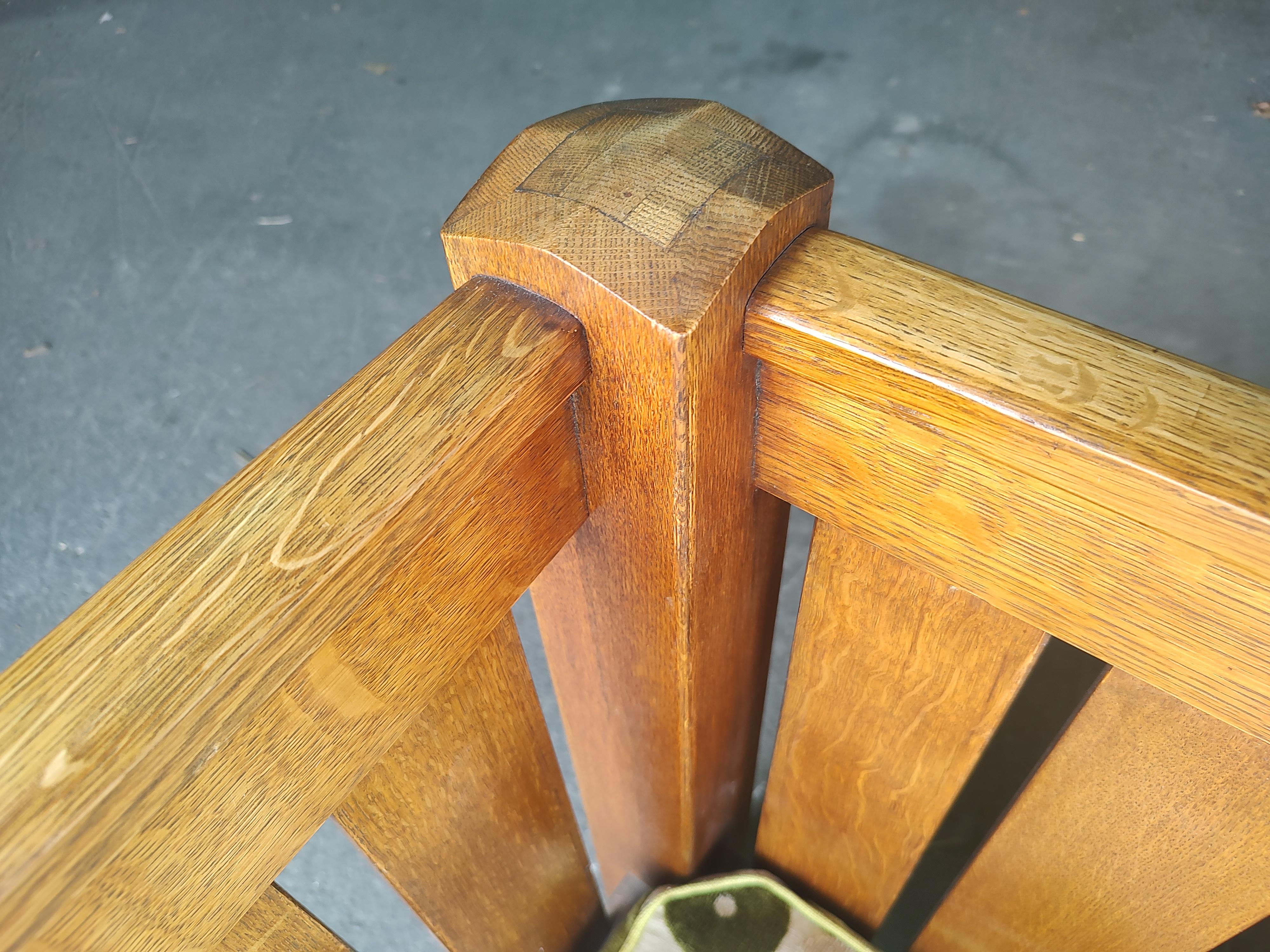 Antique Arts & Crafts Mission L &JG Stickley Even Arm Oak Settle #281 For Sale 6