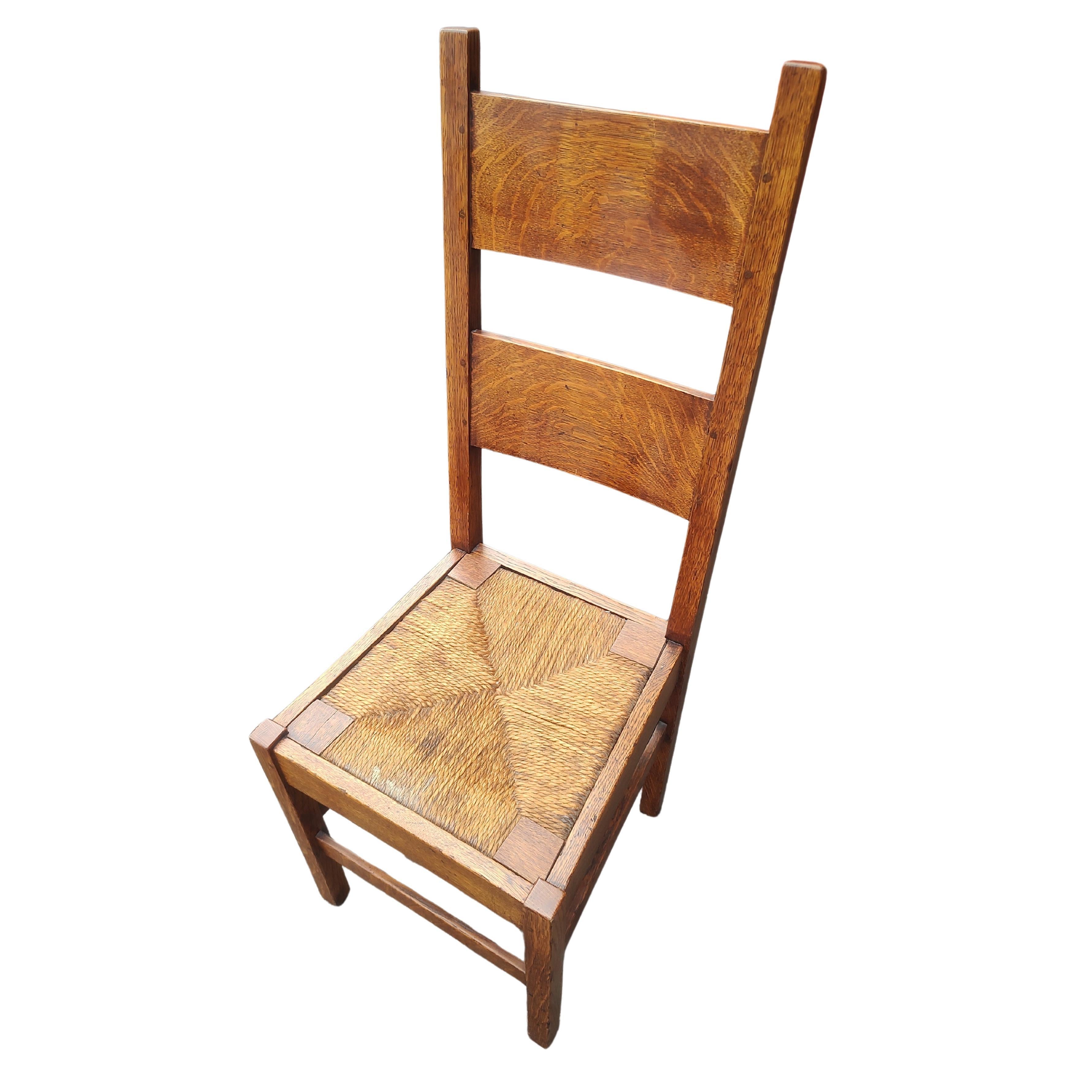 Scrivania e sedia a 3 cassetti in Oak Mission Arts & Crafts con seduta in giunco di Lifetime C1912 in vendita 4