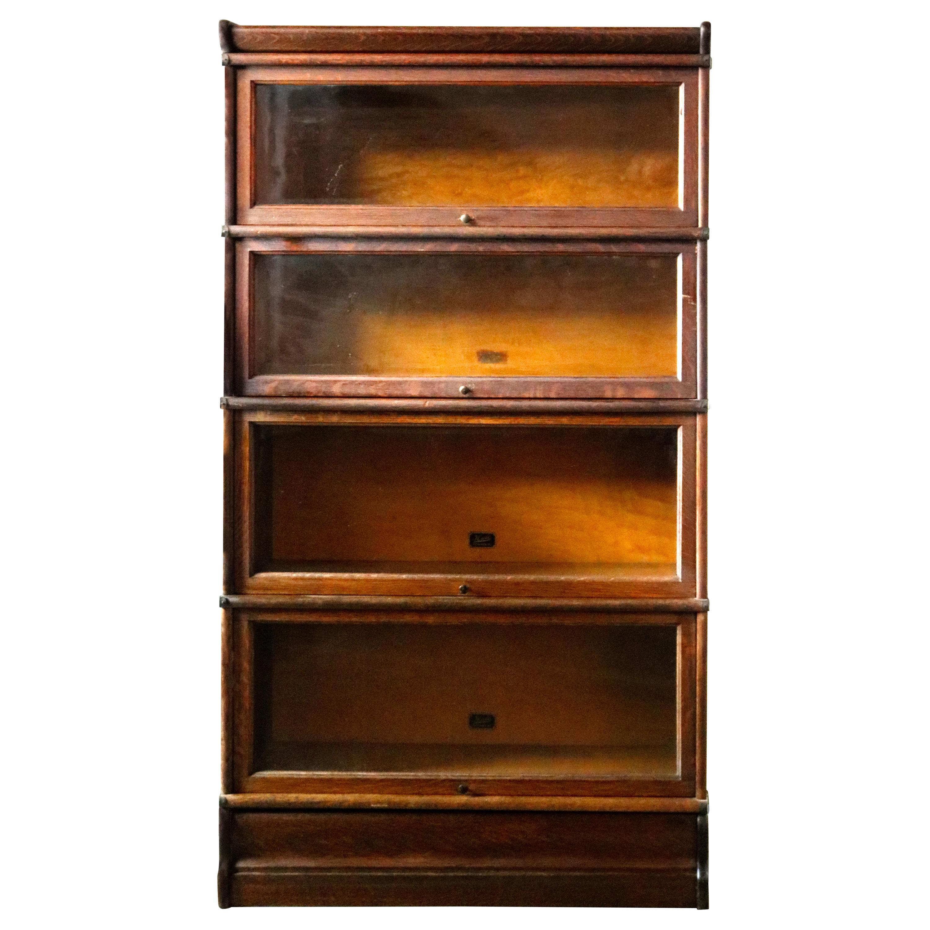 Arts & Crafts Mission Oak 4-Stack Barrister Bookcase by Hale's, NY, circa 1920