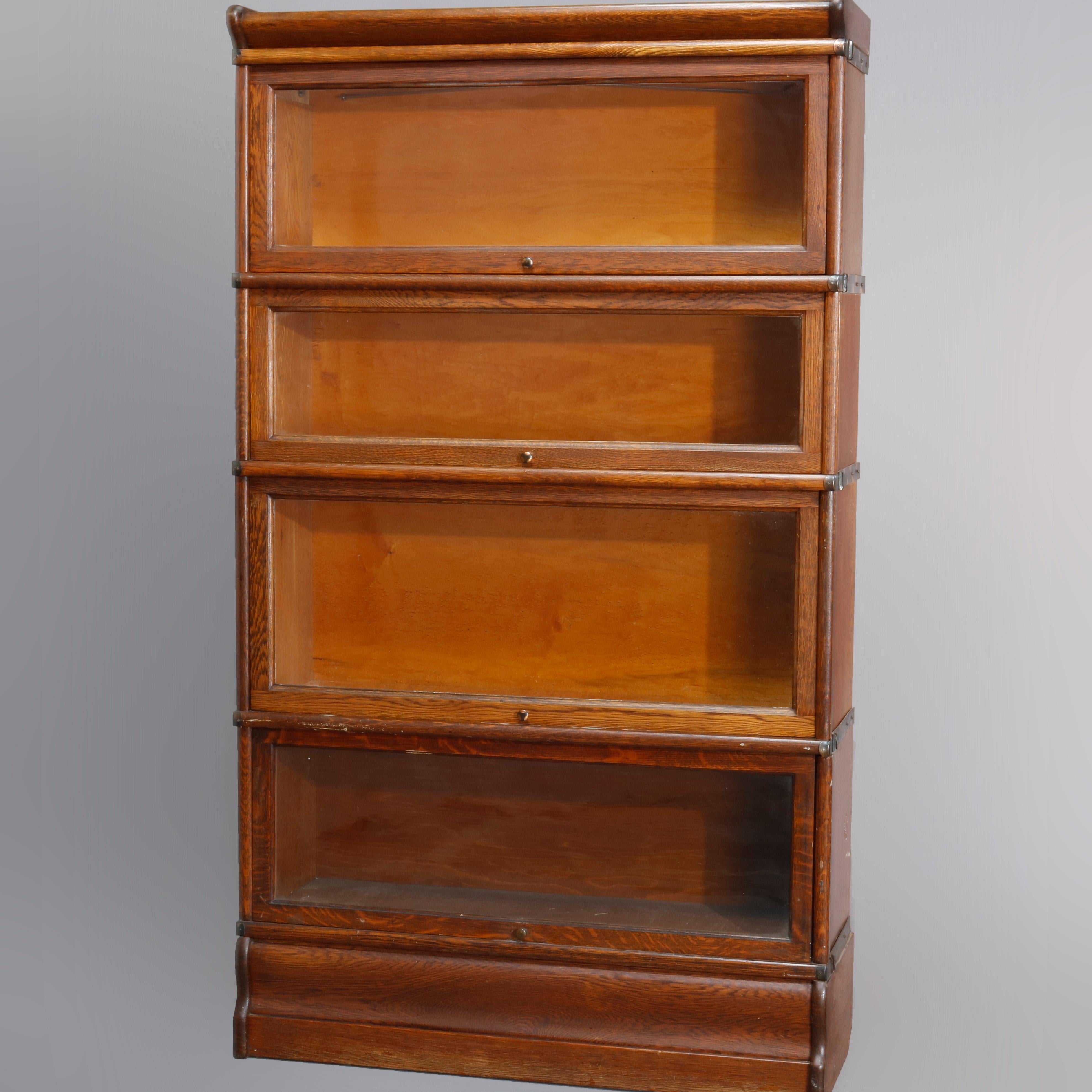 Arts and Crafts Arts & Crafts Mission Oak 4-Stack Barrister Bookcase, circa 1920