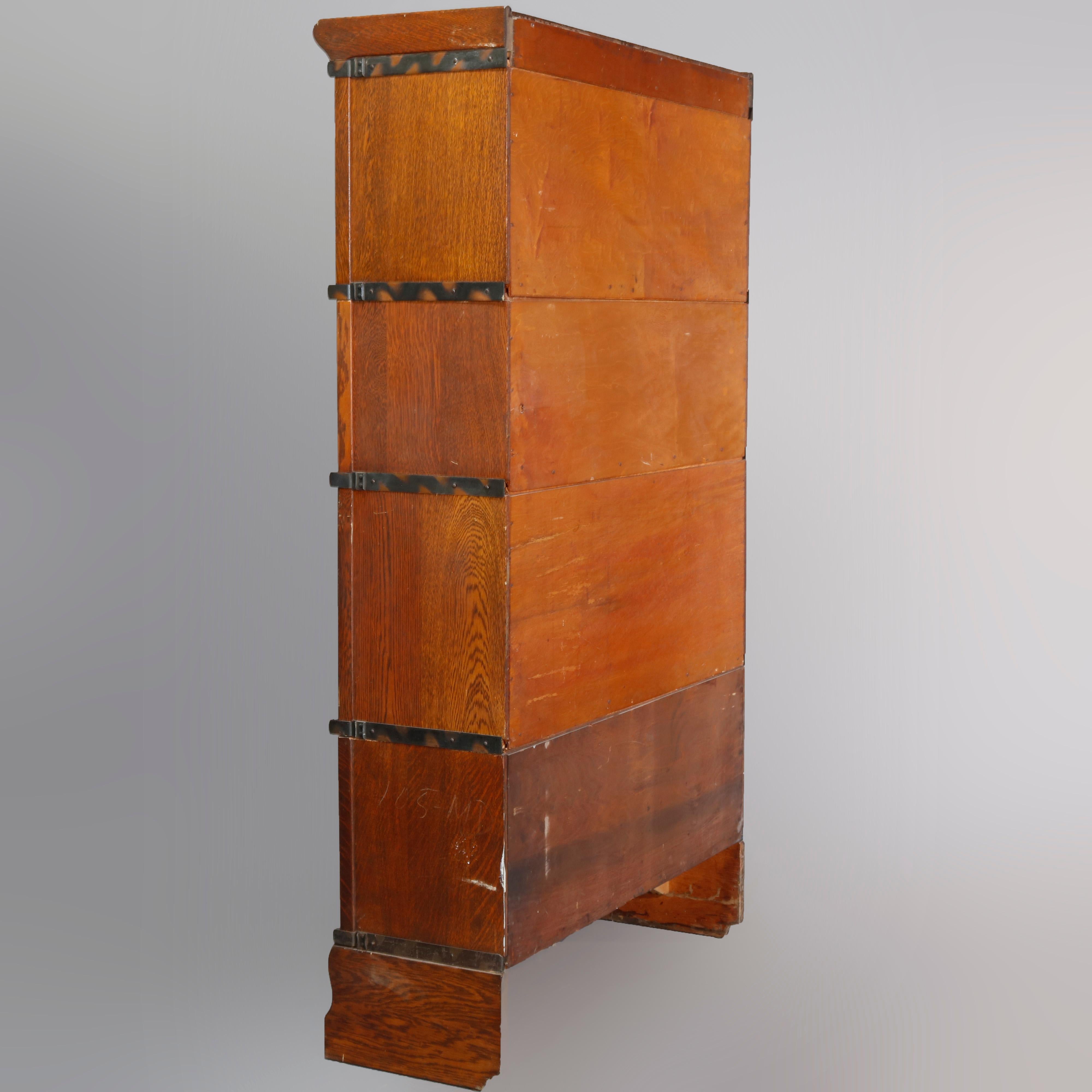 American Arts & Crafts Mission Oak 4-Stack Barrister Bookcase, circa 1920