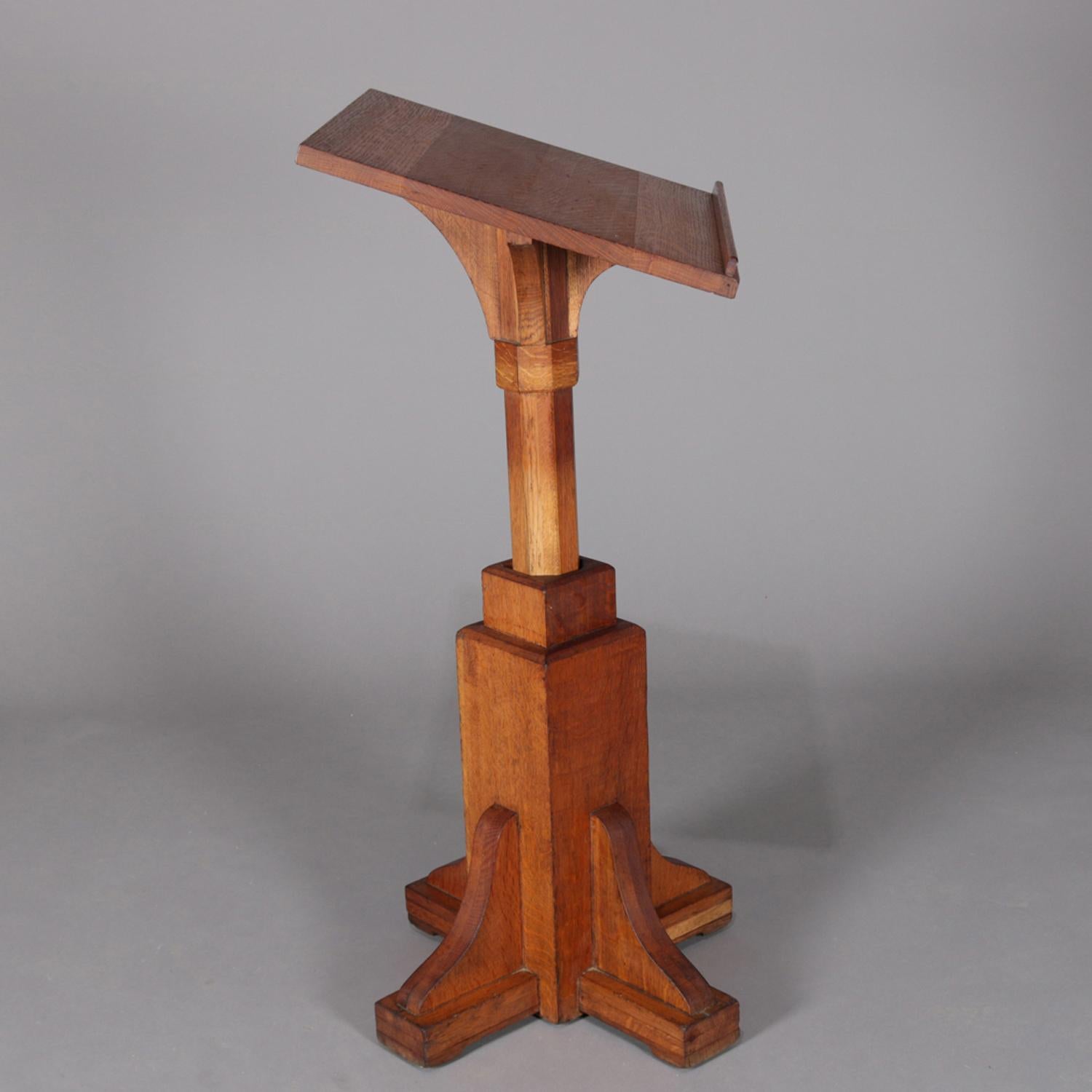 Arts & Crafts Mission Oak Academic Presentation Adjustable Lectern Pulpit In Good Condition In Big Flats, NY