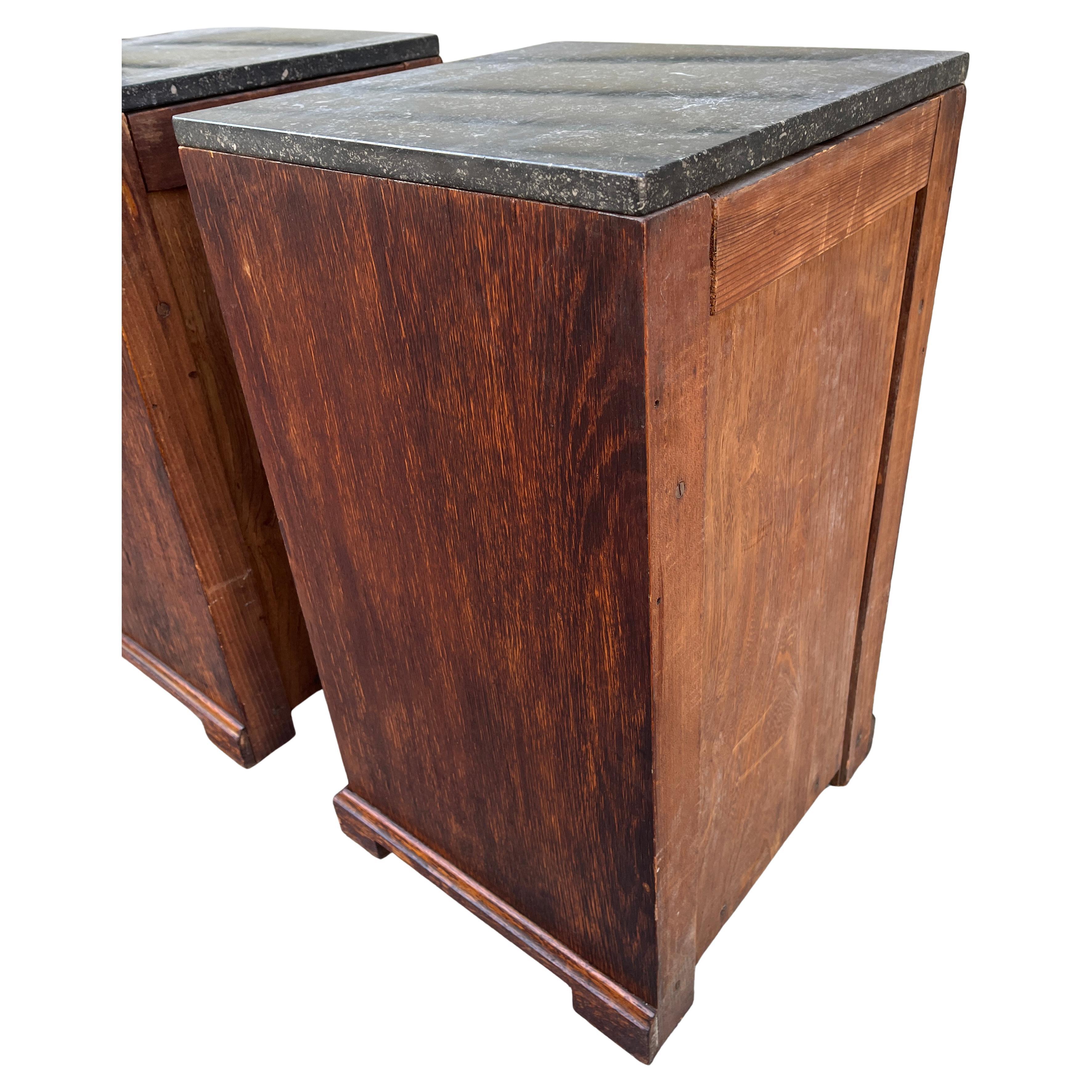 Arts & Crafts Mission Oak Antique Craftsman Bedside Tables For Sale 4