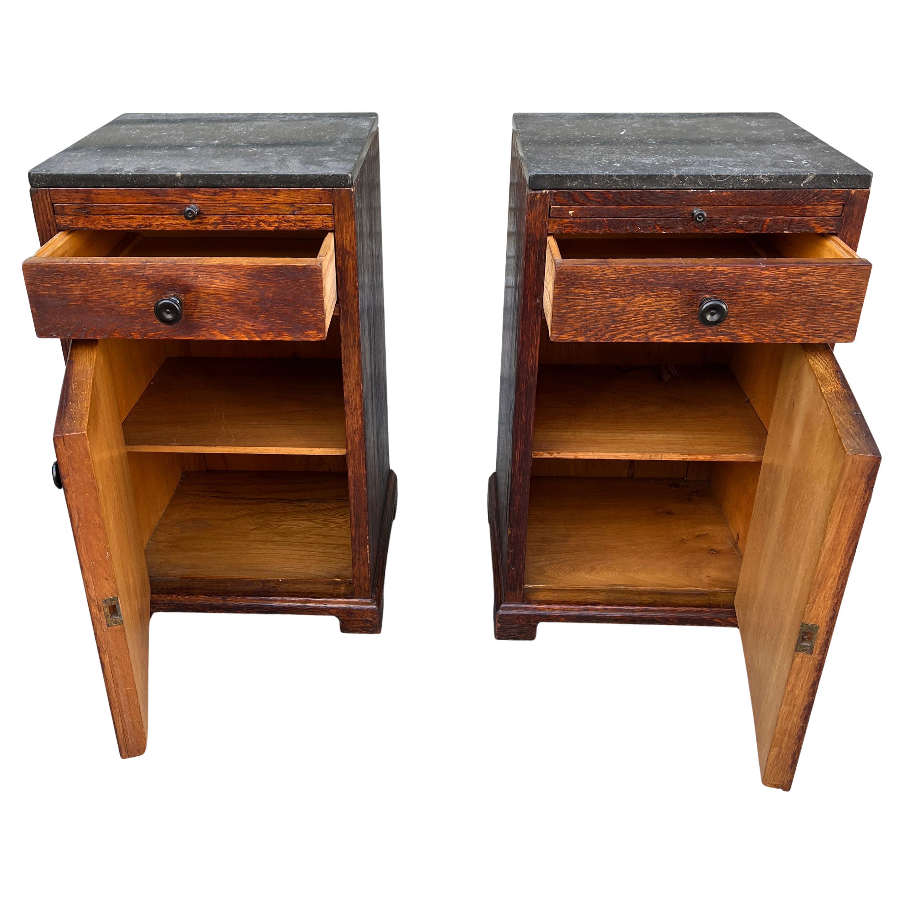 Arts & Crafts Mission Oak Antique Craftsman Bedside Tables For Sale 6