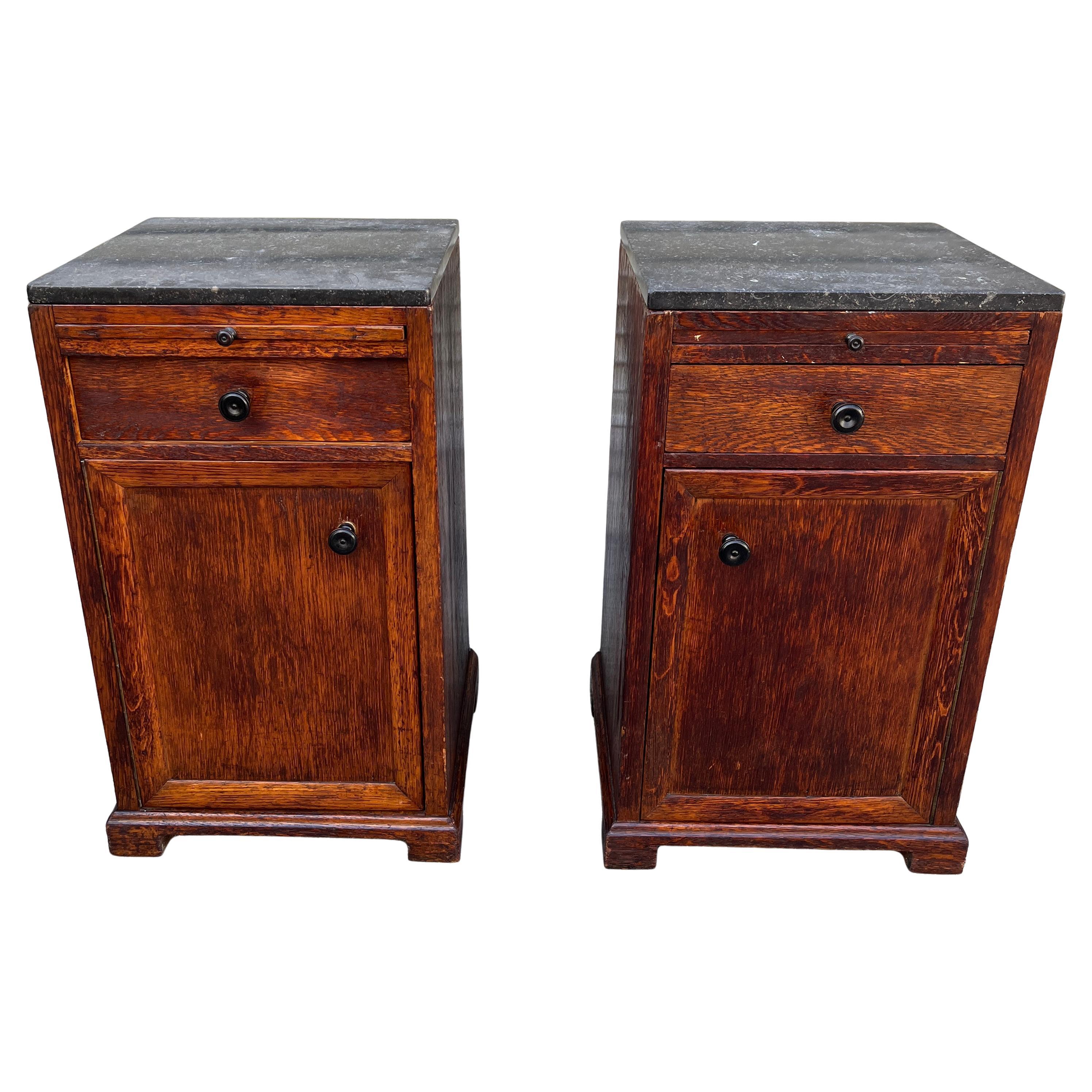 American Arts & Crafts Mission Oak Antique Craftsman Bedside Tables For Sale